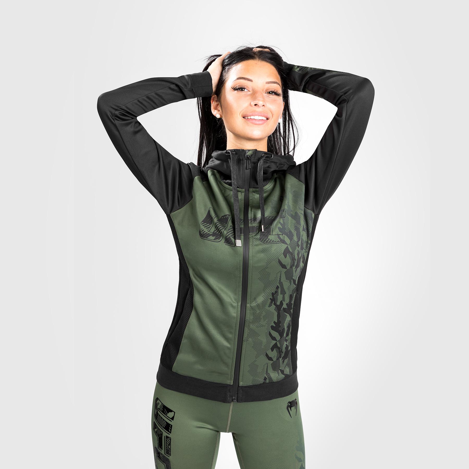 ufc-venum-authentic-fight-week-damen-hoodie-mit-rei-verschluss-khaki image 3