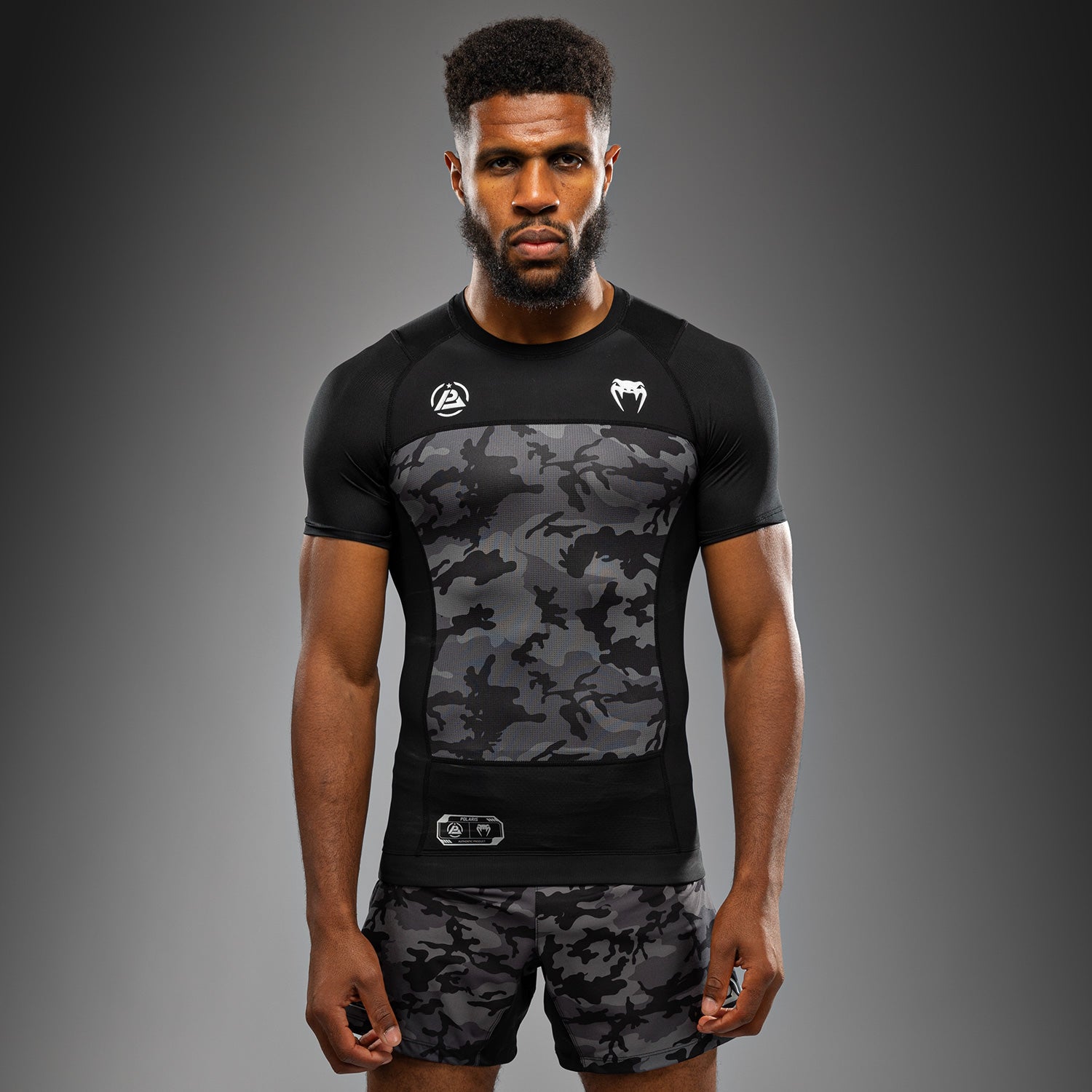 venum-x-polaris-kurzarm-rashguard-schwarz-grau-herren image 1