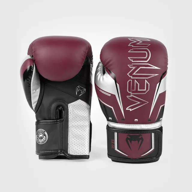 venum-elite-evo-boxhandschuhe-burgund-silber image 1