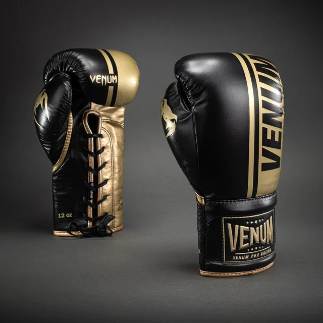venum-shield-profi-boxhandschuhe-mit-schn-rung-schwarz-gold image 1