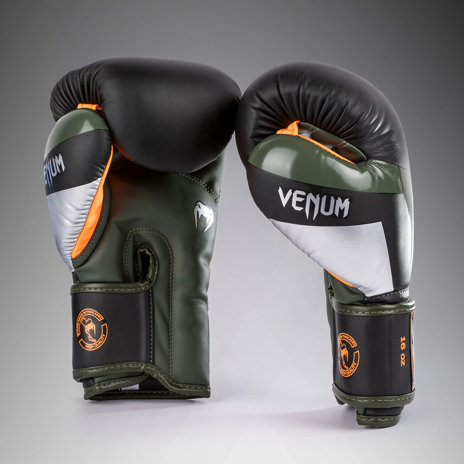 venum-elite-boxhandschuhe-schwarz-silber-kaki image 3