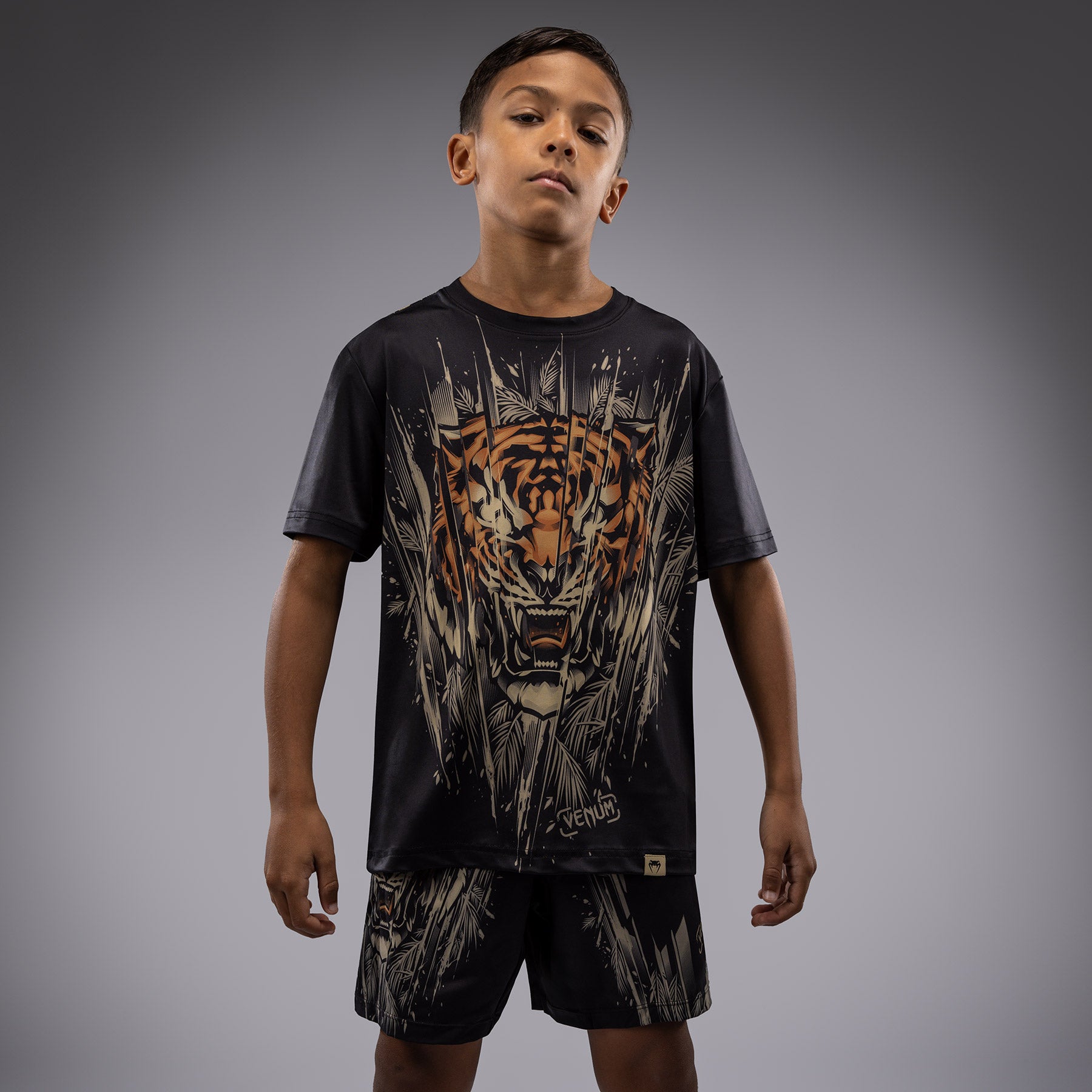 venum-tiger-kinder-dry-tech-t-shirt-schwarz-neon-orange image 1