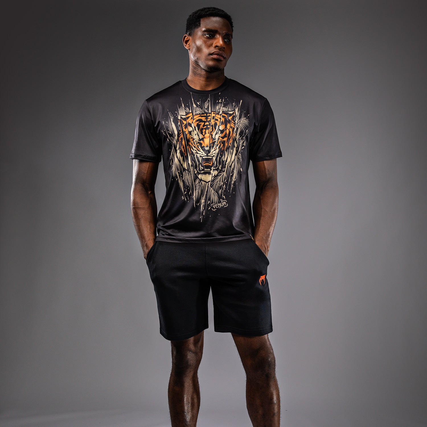 venum-tiger-herren-dry-tech-t-shirt-schwarz-neon-orange image 6