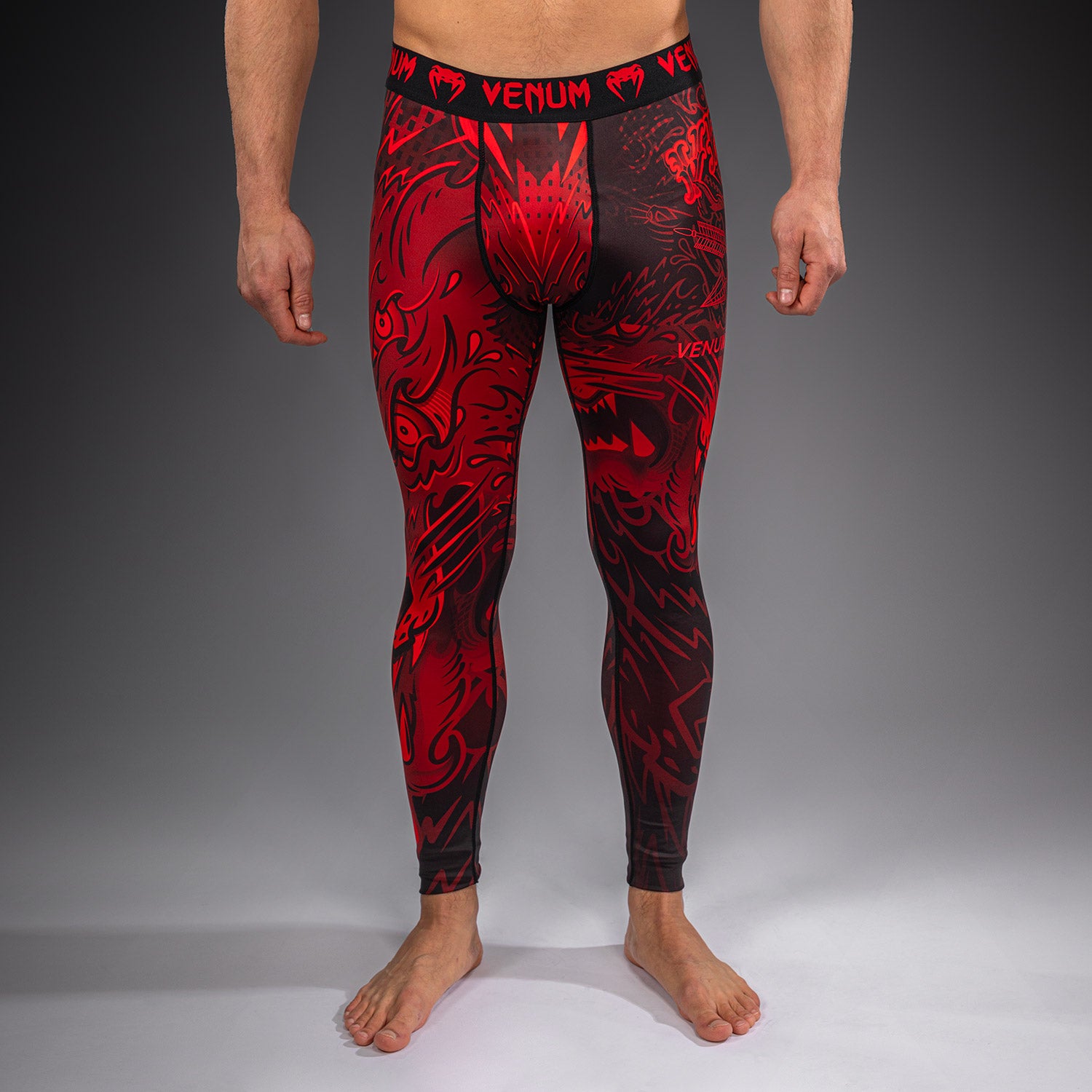 venum-wolf-atak-spats-herren-kompressionshose-schwarz-rot image 1