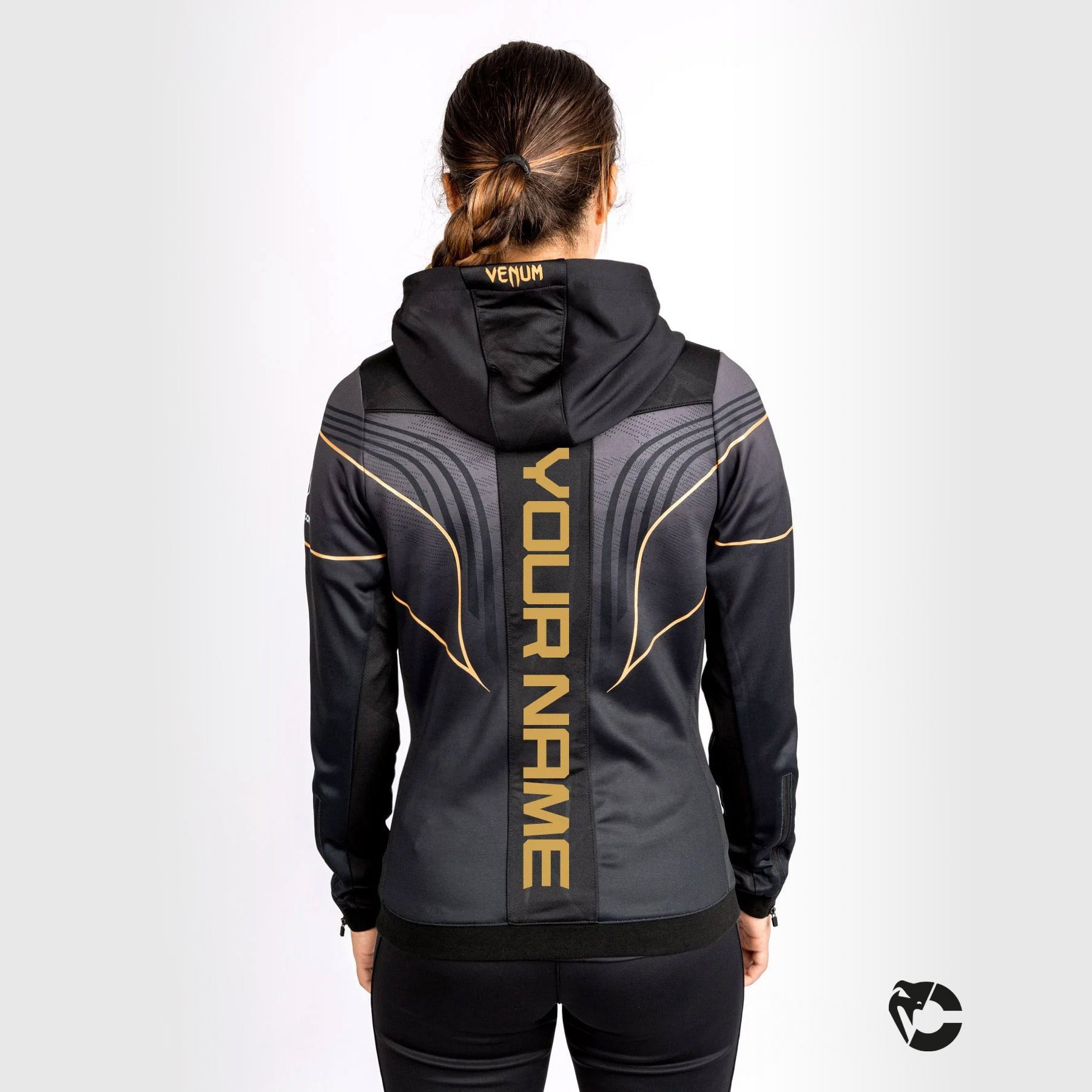 venum-ufc-authentic-fight-night-2-0-damen-walkout-hoodie-champion-schwarz-gold image 1