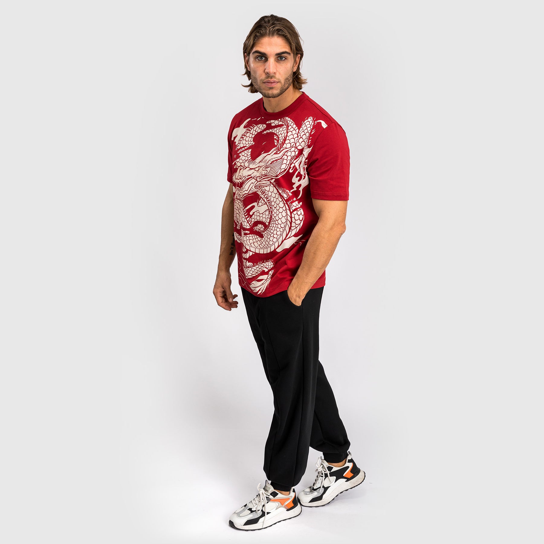 venum-dragon-s-flight-herren-t-shirt-kirschrot-cremewei image 2