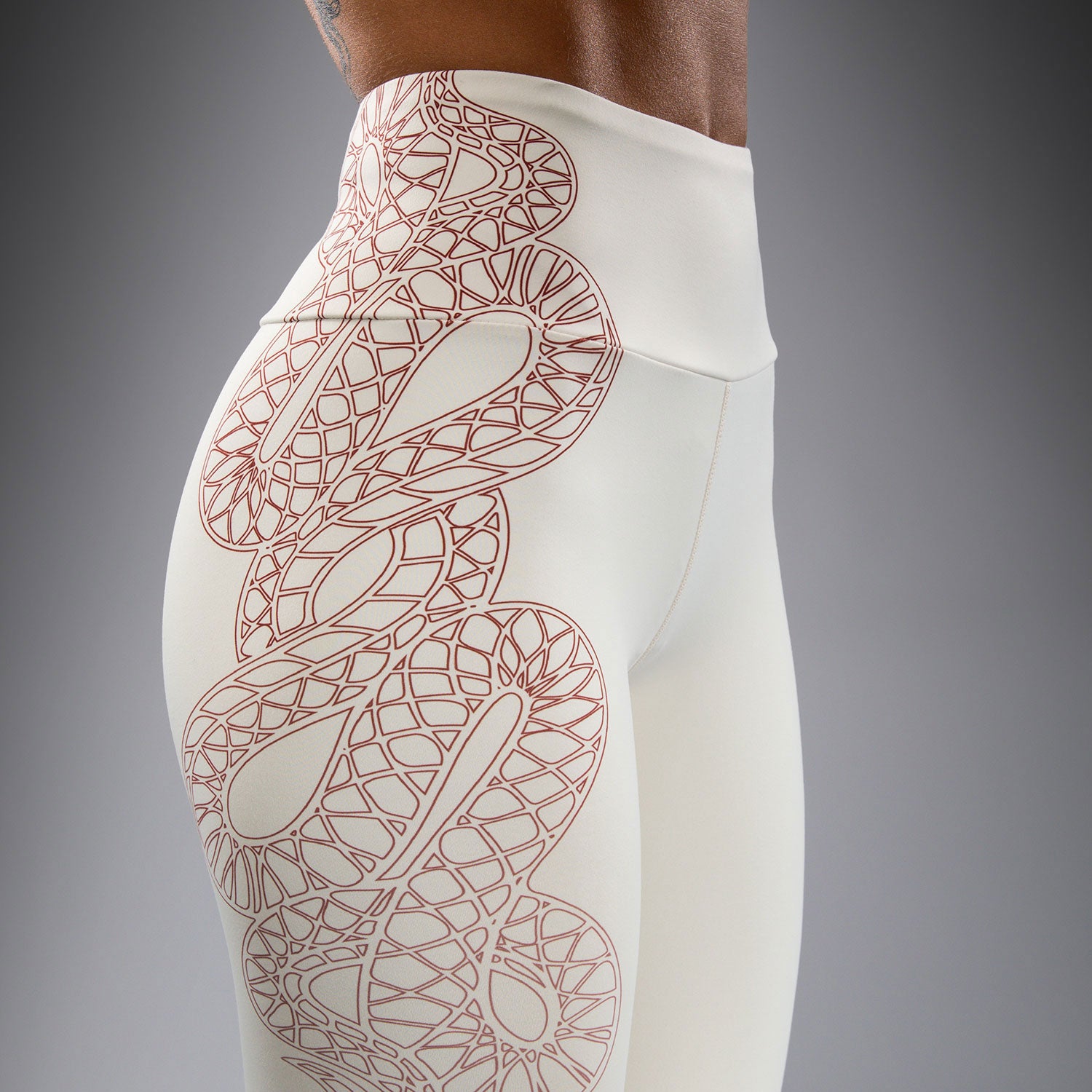 venum-serpenti-damen-leggings-high-rise-elfenbein-burgunder image 4