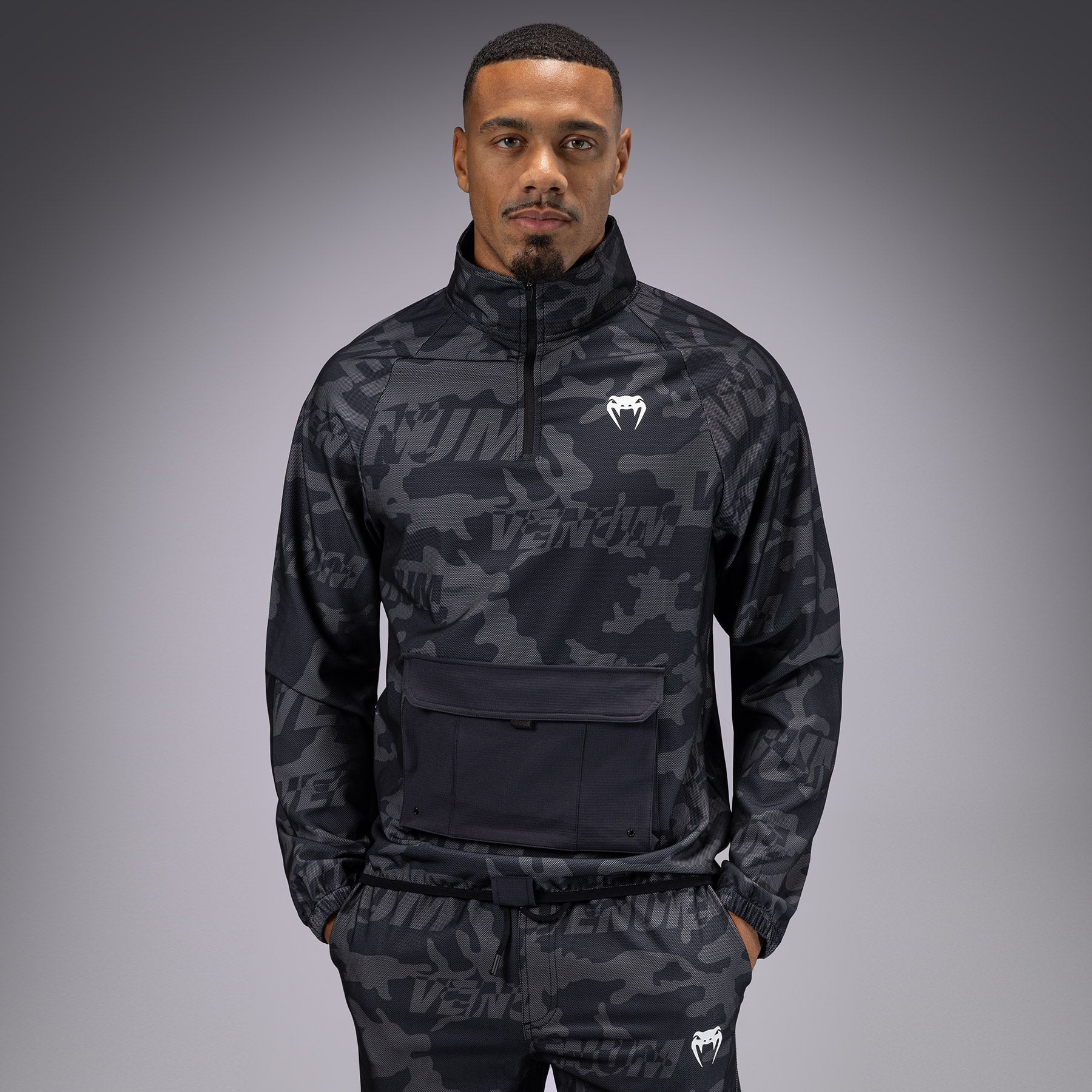 venum-trooper-herren-trainingsanzug-jacke-schwarz-dunkelgrau image 1