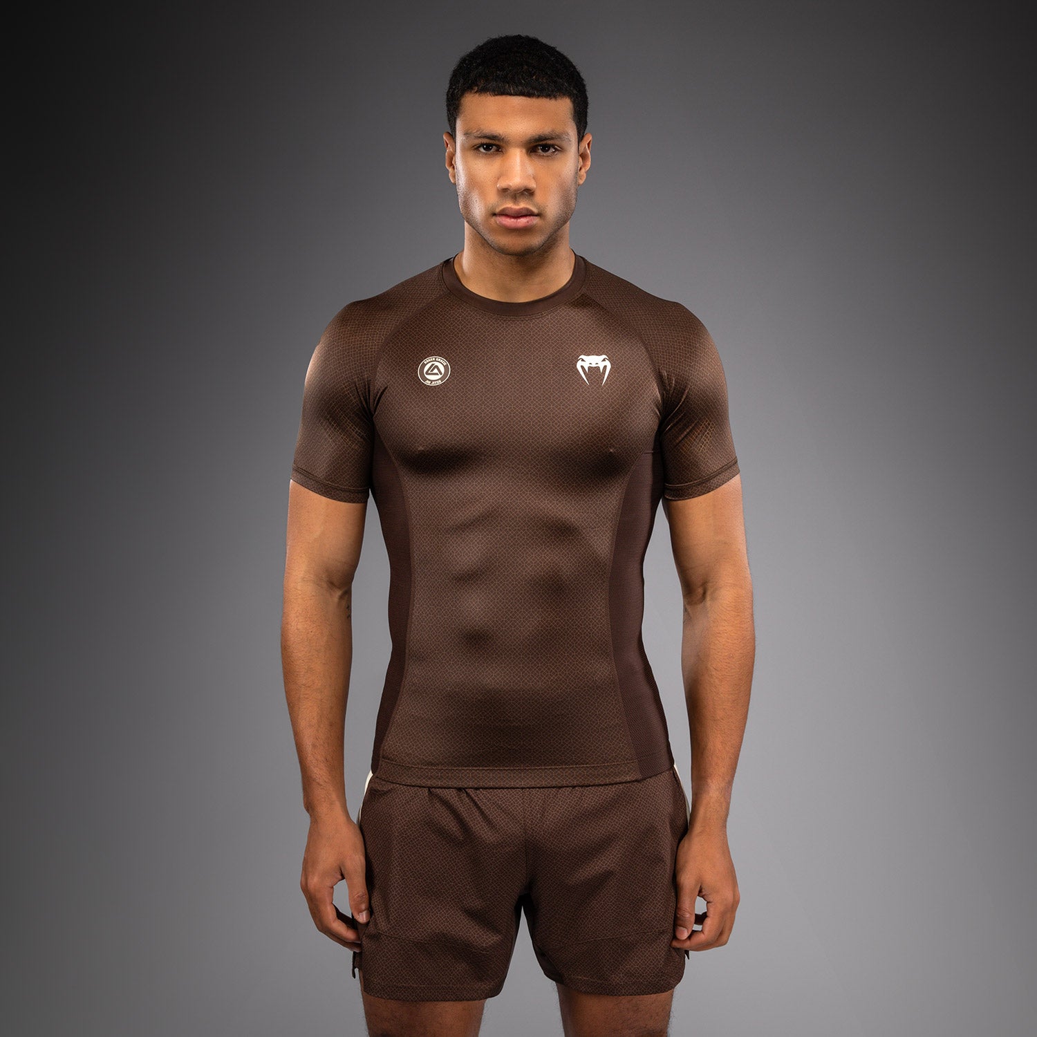 venum-x-roger-gracie-academy-kurzarm-rashguard-dunkelbraun image 2