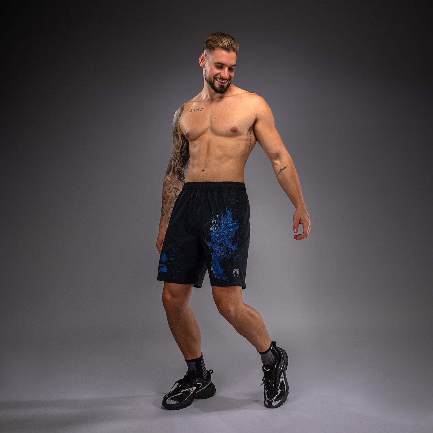 venum-thunder-dragon-trainingsshorts-schwarz-k-nigsblau image 2