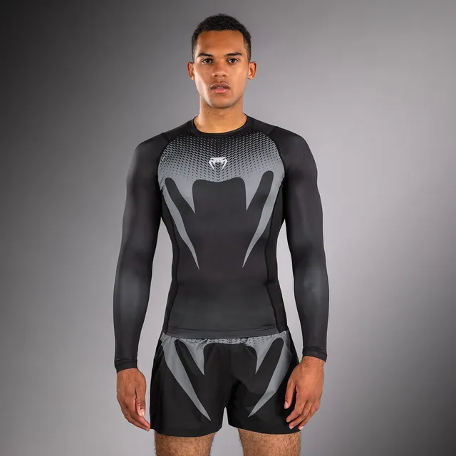 venum-no-gi-rashguard-langarm-ibjjf-approved-schwarz-silbergrau image 1