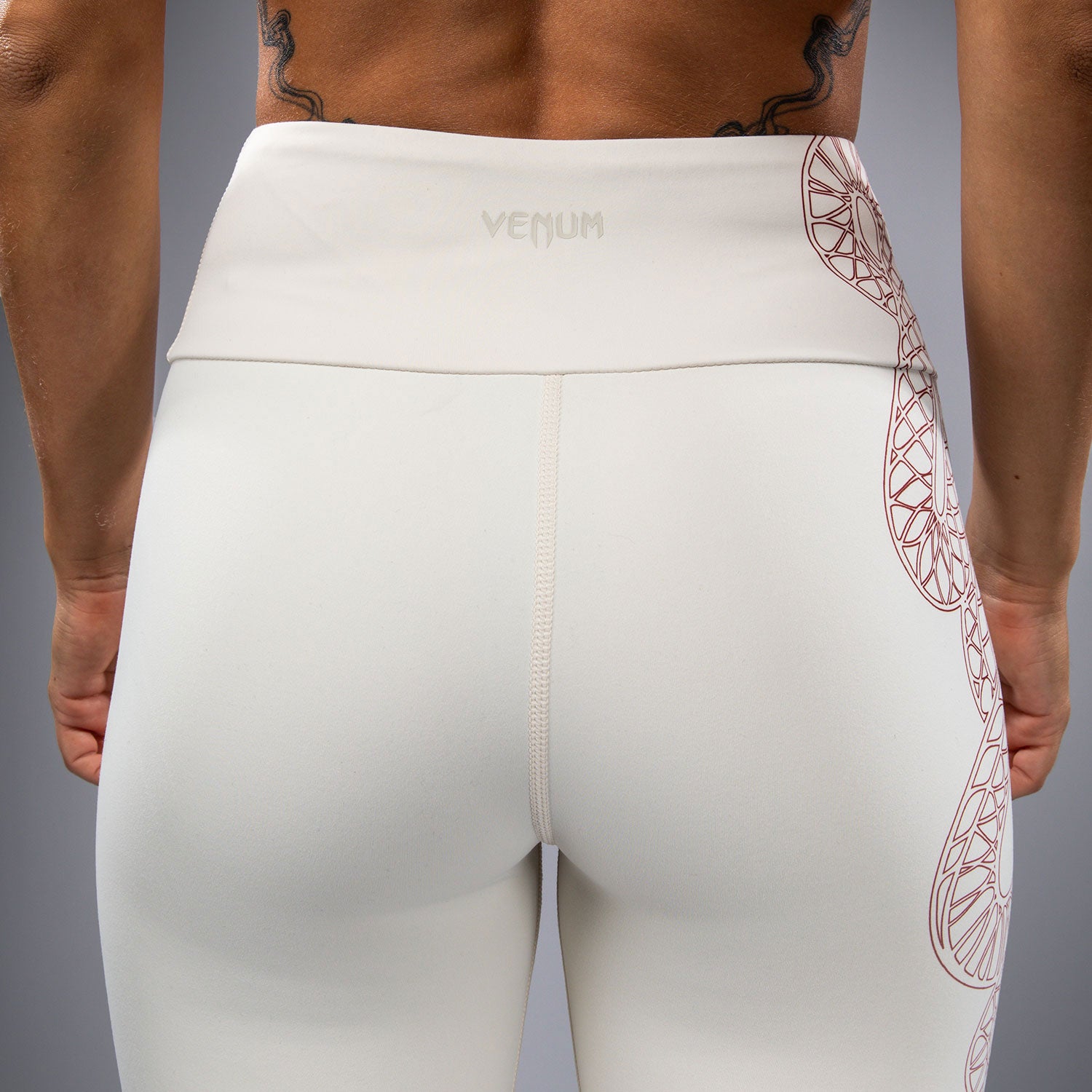 venum-serpenti-damen-leggings-high-rise-elfenbein-burgunder image 6