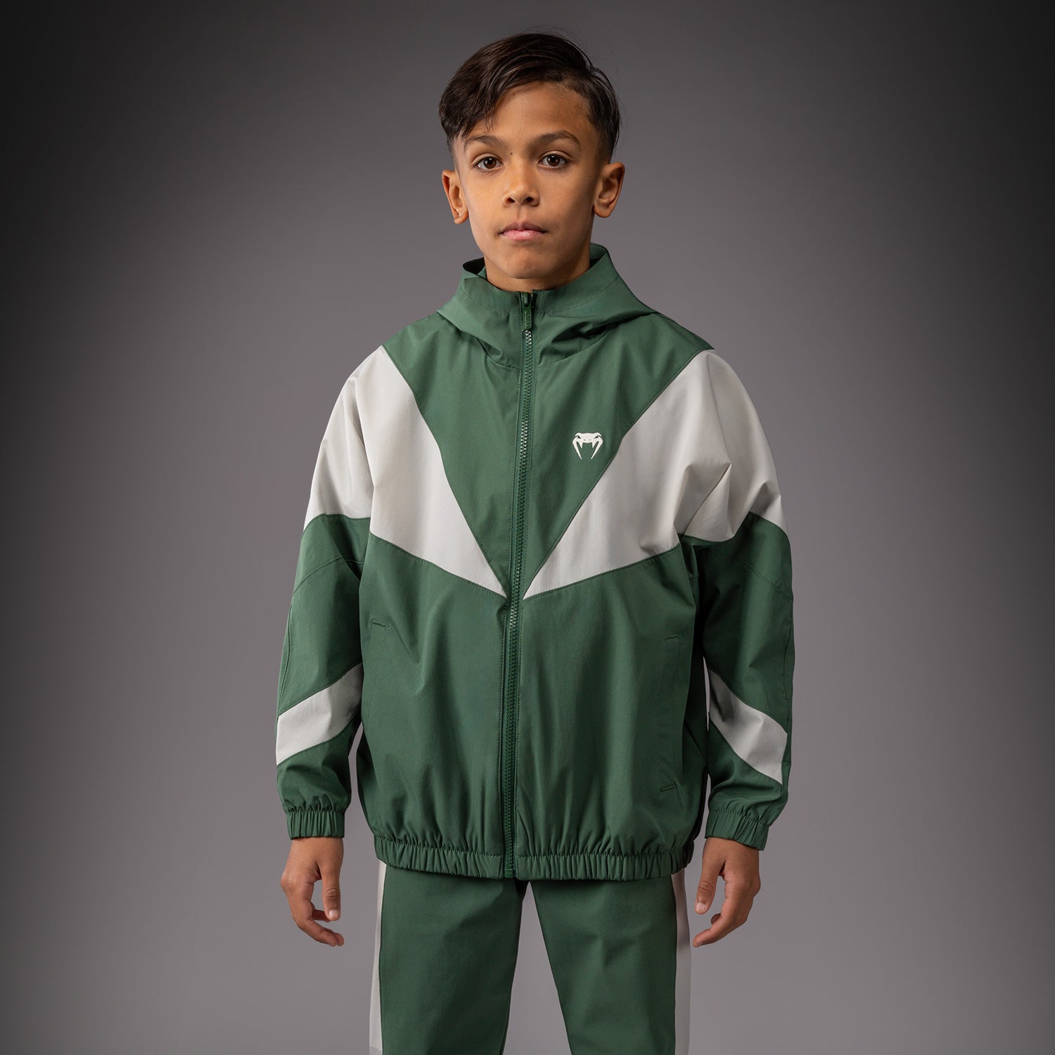 venum-vectra-trackjacke-kinder-waldgr-n-off-wei-mit-kapuze image 1