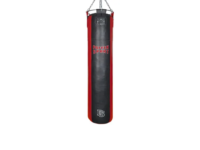 paffen-sport-star-boxsack-150-cm-h-ngend-leder-schwarz-rot image 1