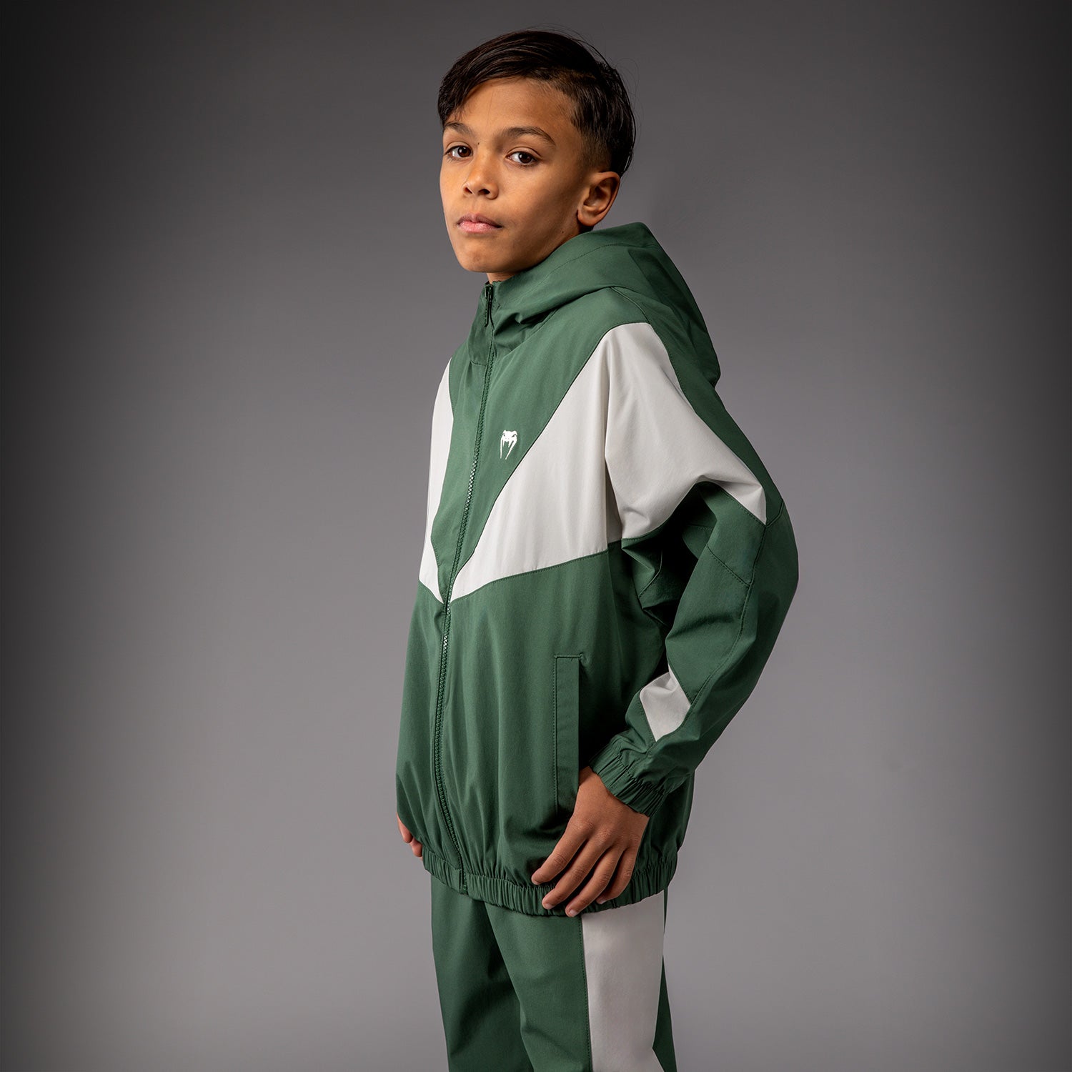 venum-vectra-trackjacke-kinder-waldgr-n-off-wei-mit-kapuze image 4
