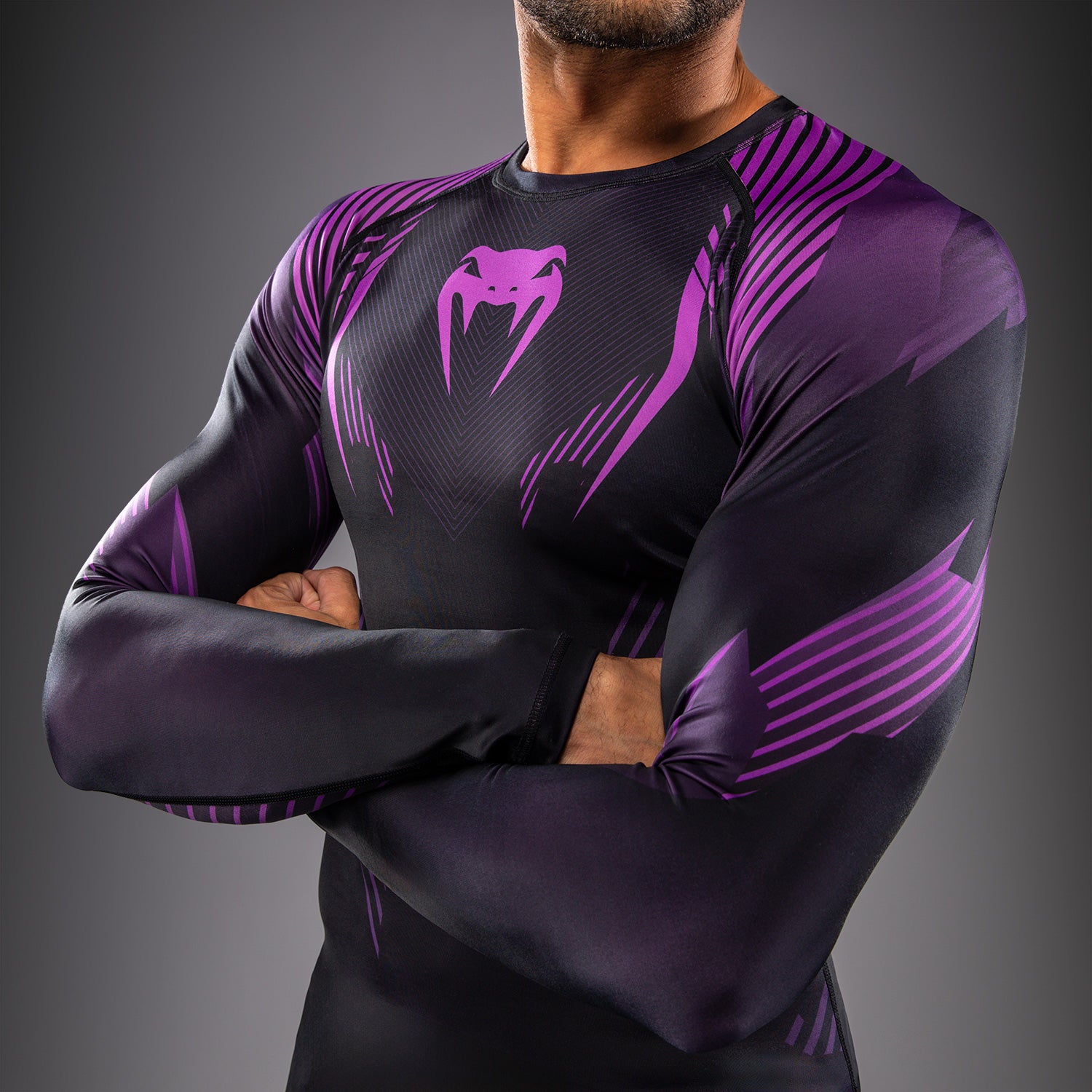 venum-no-gi-6-0-langarm-rashguard-herren-schwarz-lila image 5