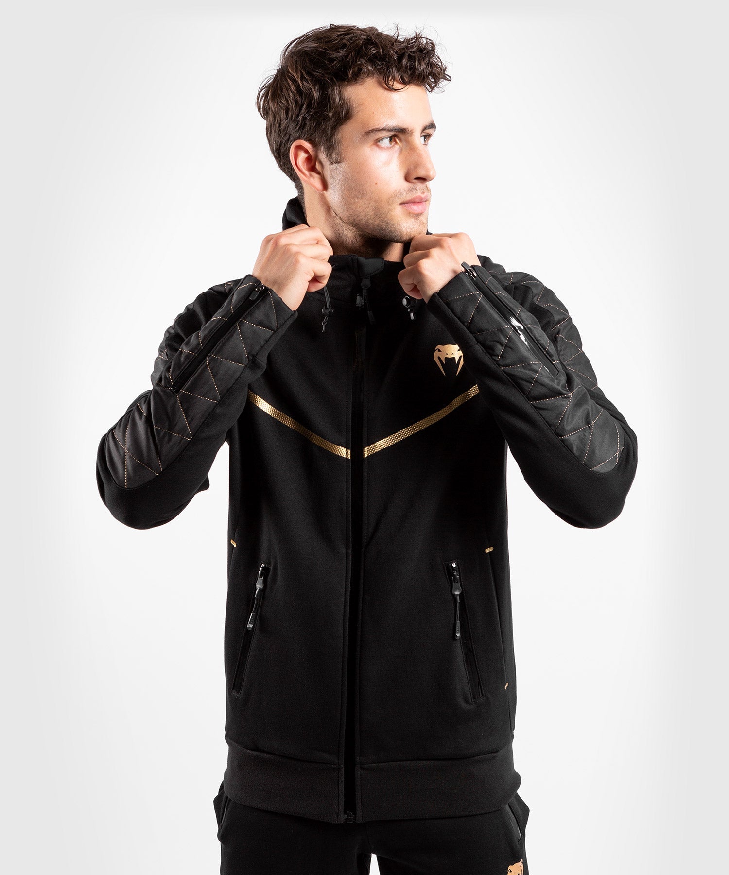 venum-laser-evo-sweatshirt-schwarz-gold-kapuzen-hoodie image 3
