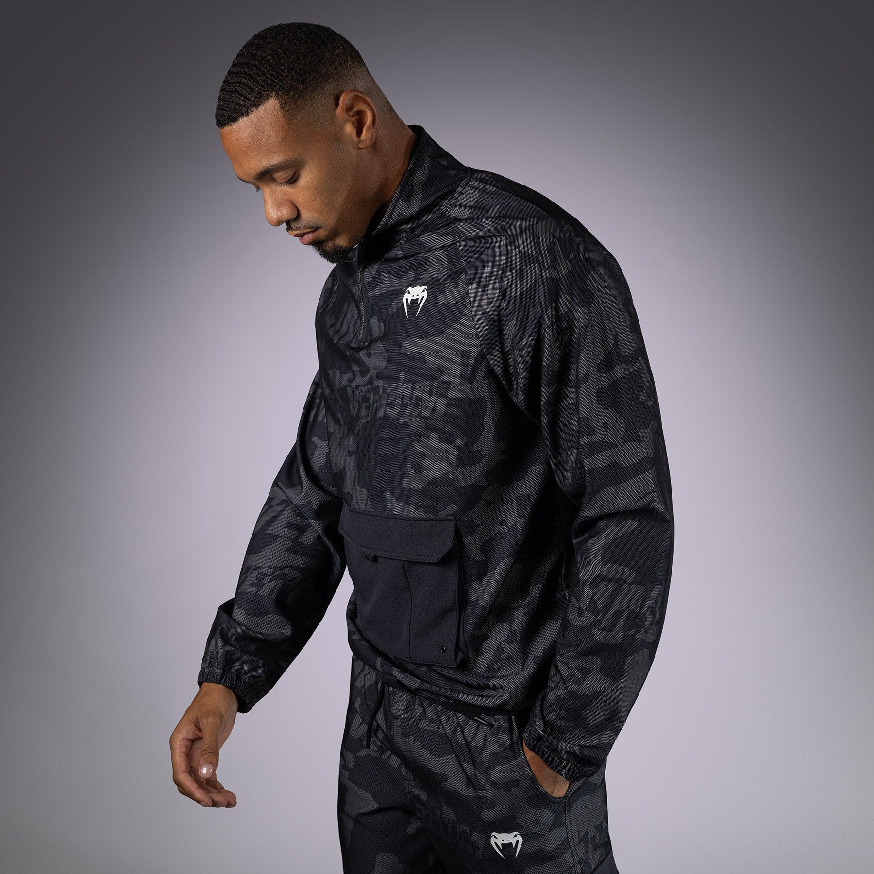 venum-trooper-herren-trainingsanzug-jacke-schwarz-dunkelgrau image 4
