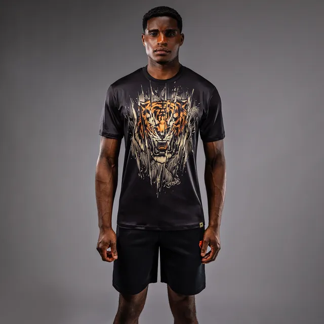 venum-tiger-herren-dry-tech-t-shirt-schwarz-neon-orange image 1