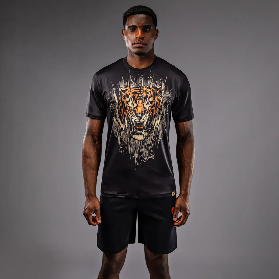 venum-tiger-herren-dry-tech-t-shirt-schwarz-neon-orange image 1