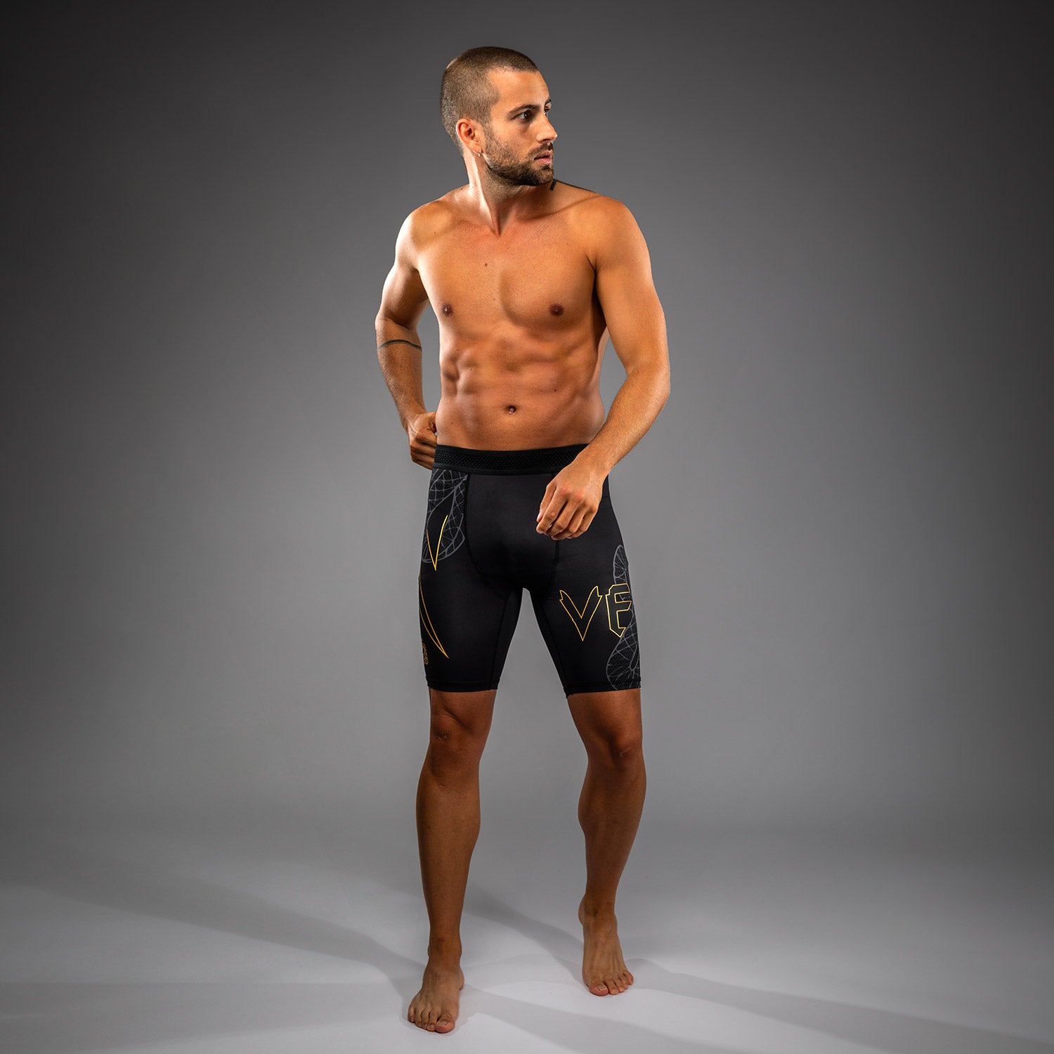venum-serpenti-vale-tudo-shorts-herren-schwarz-silber-gold image 1