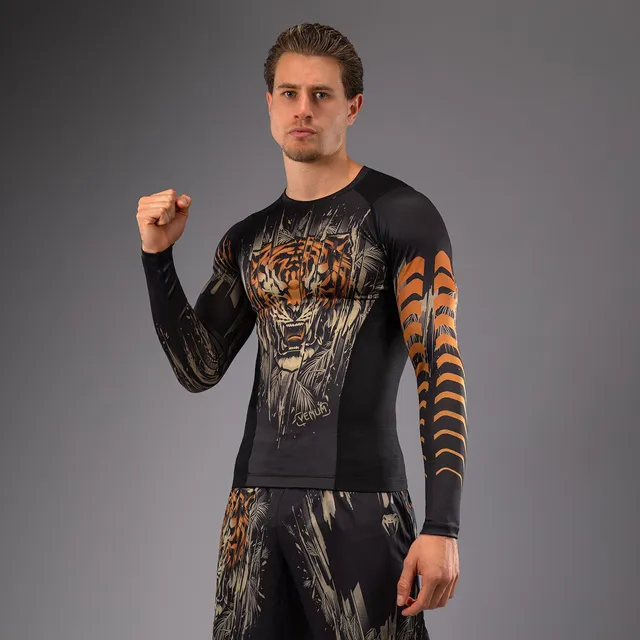venum-tiger-herren-langarm-rashguard-schwarz-neonorange image 1