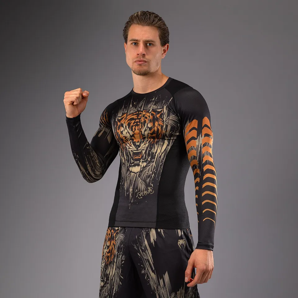 venum-tiger-herren-langarm-rashguard-schwarz-neonorange image 1