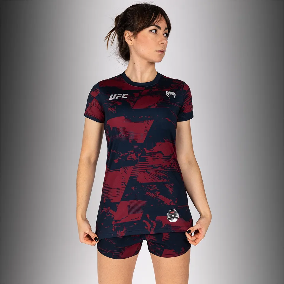 ufc-zenith-by-venum-authentic-fight-week-t-shirt-damen-marineblau-burgunderrot-s image 1