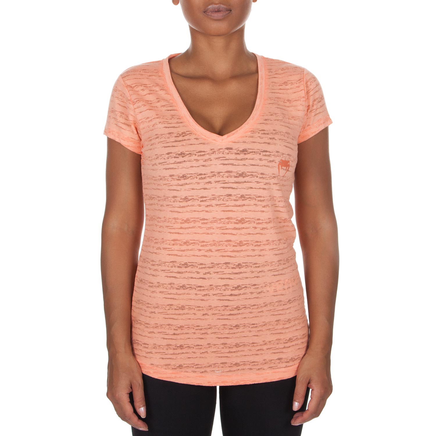 venum-essential-t-shirt-v-ausschnitt-orange-damen-lifestyle-t-shirt image 2