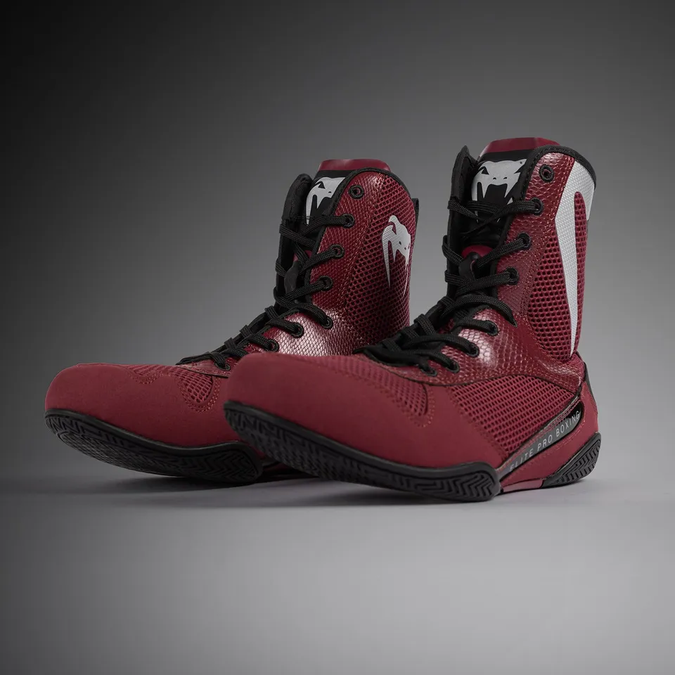 venum-elite-boxschuhe-burgund-silber image 1