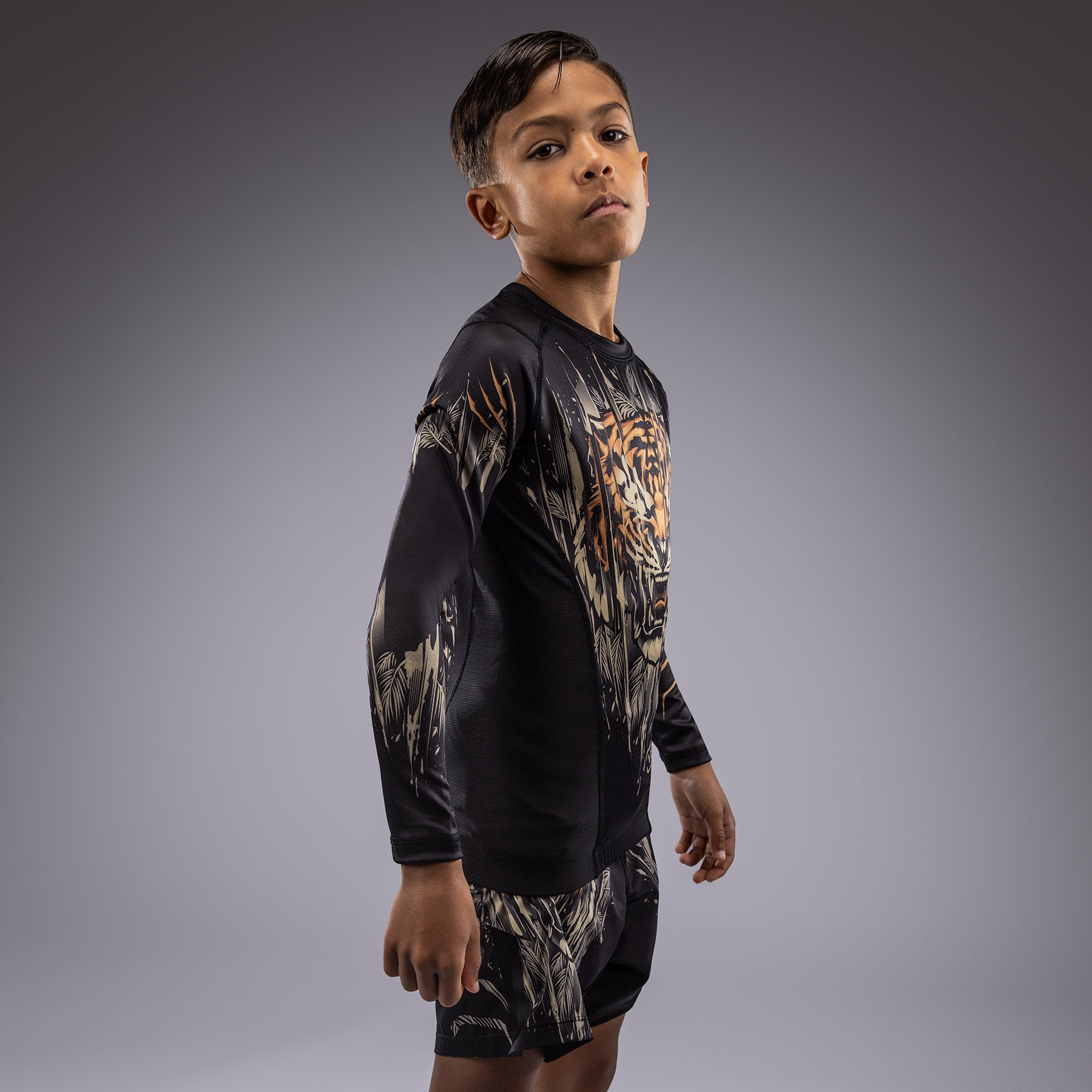 venum-tiger-kinder-langarm-rashguard-schwarz-neon-orange image 2