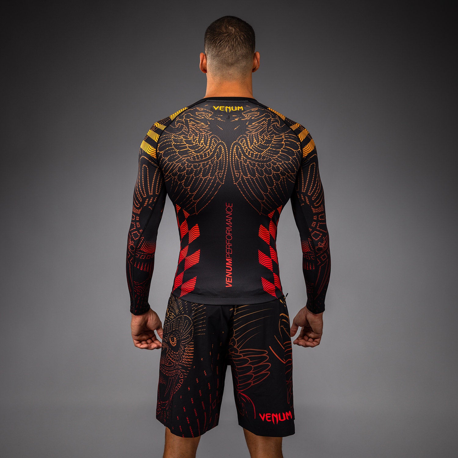 venum-quetzal-fury-rashguard-langarm-herren-schwarz-fury-rot-tangerine image 3