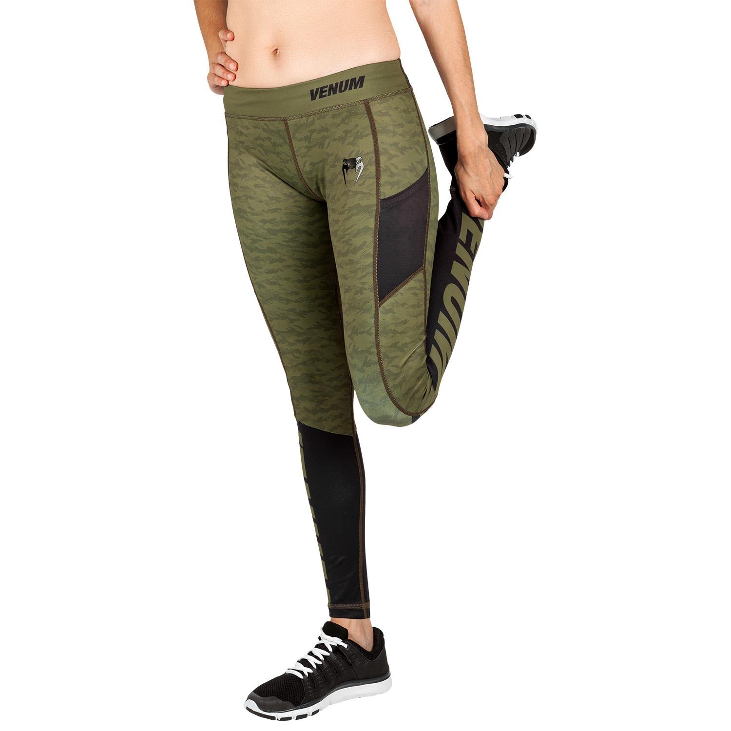 venum-power-2-0-leggings-damen-khaki-schwarz image 4
