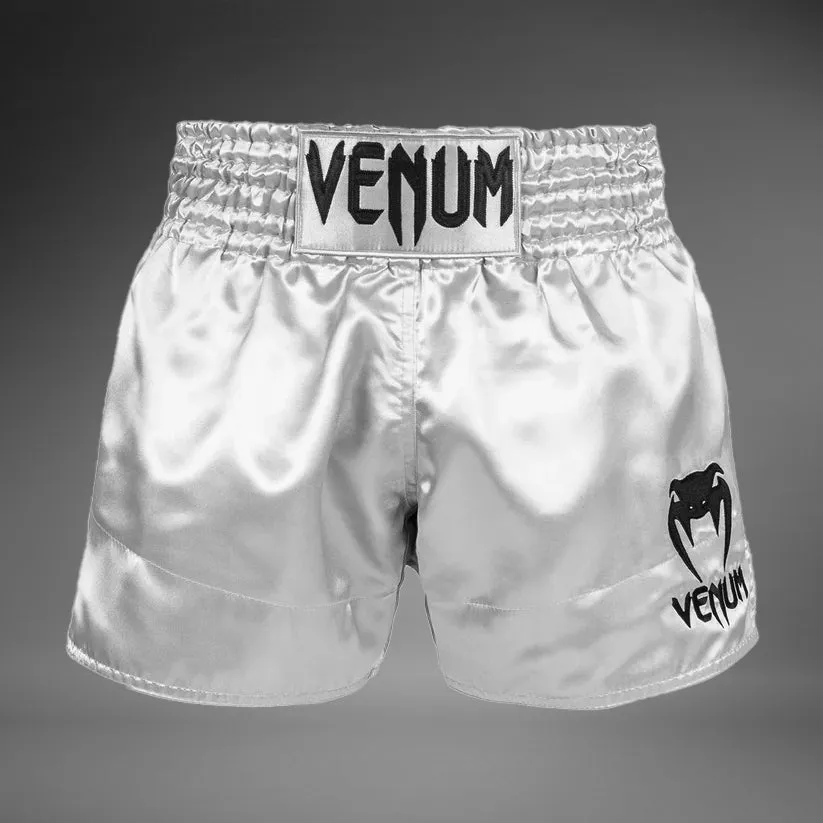 venum-klassische-thai-boxshorts-silber-schwarz image 1