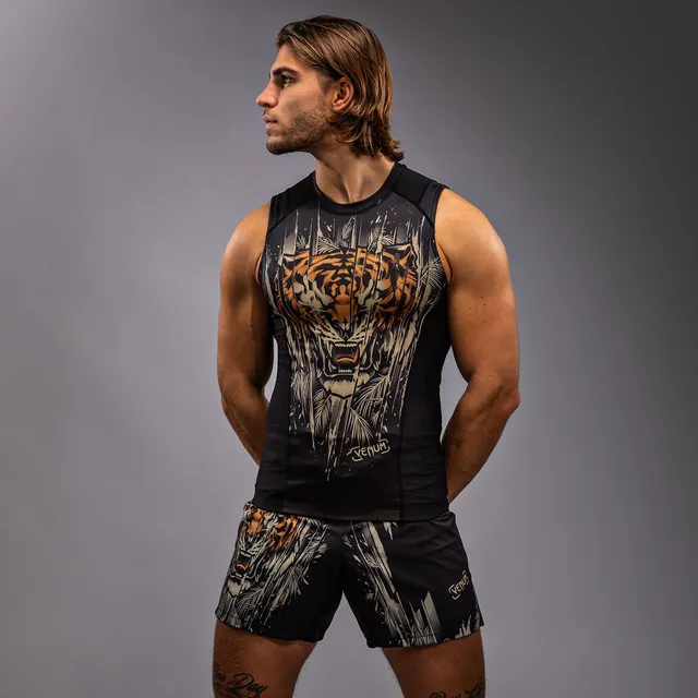 venum-tiger-herren-rmelloses-rashguard-schwarz-neonorange image 1