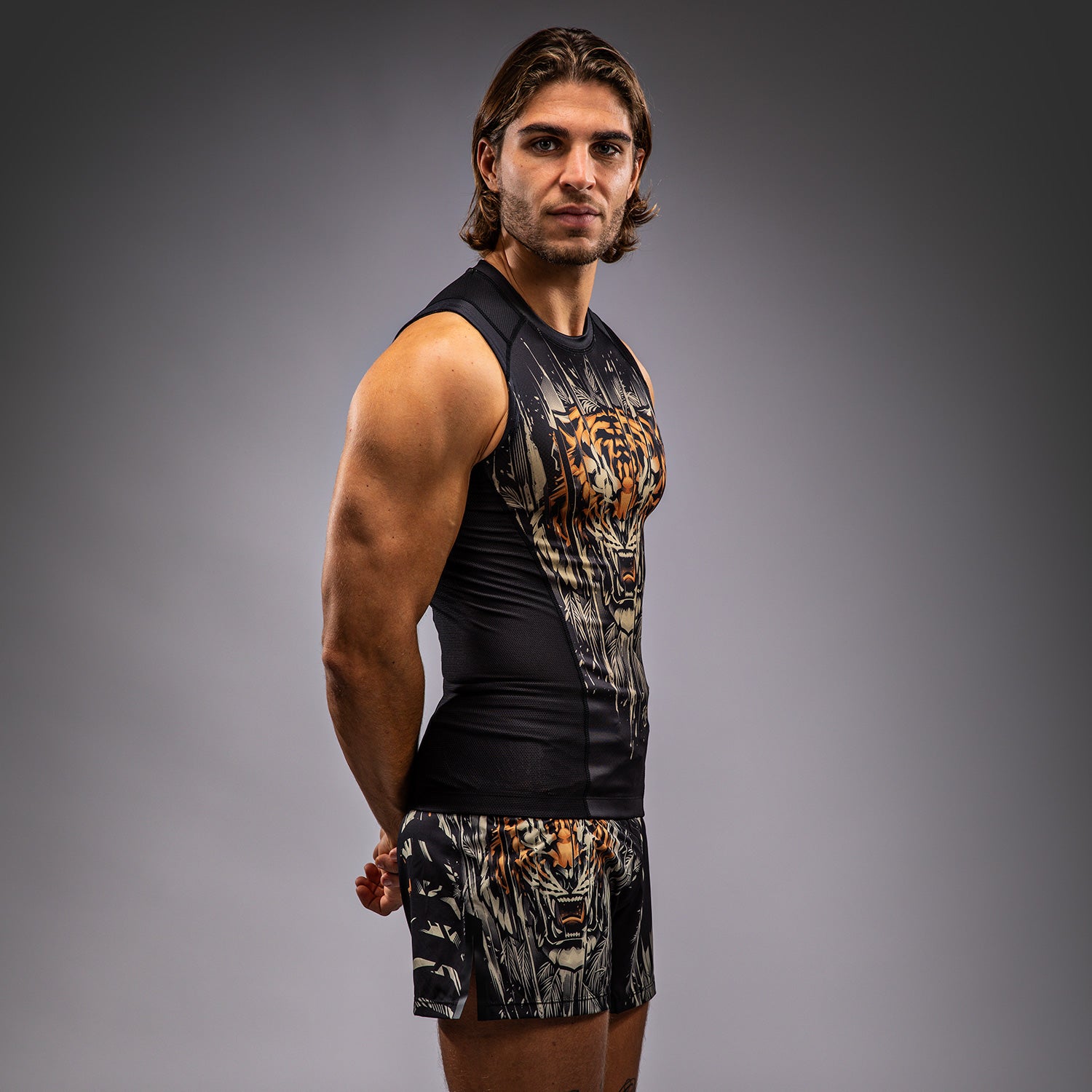 venum-tiger-herren-rmelloses-rashguard-schwarz-neonorange image 3