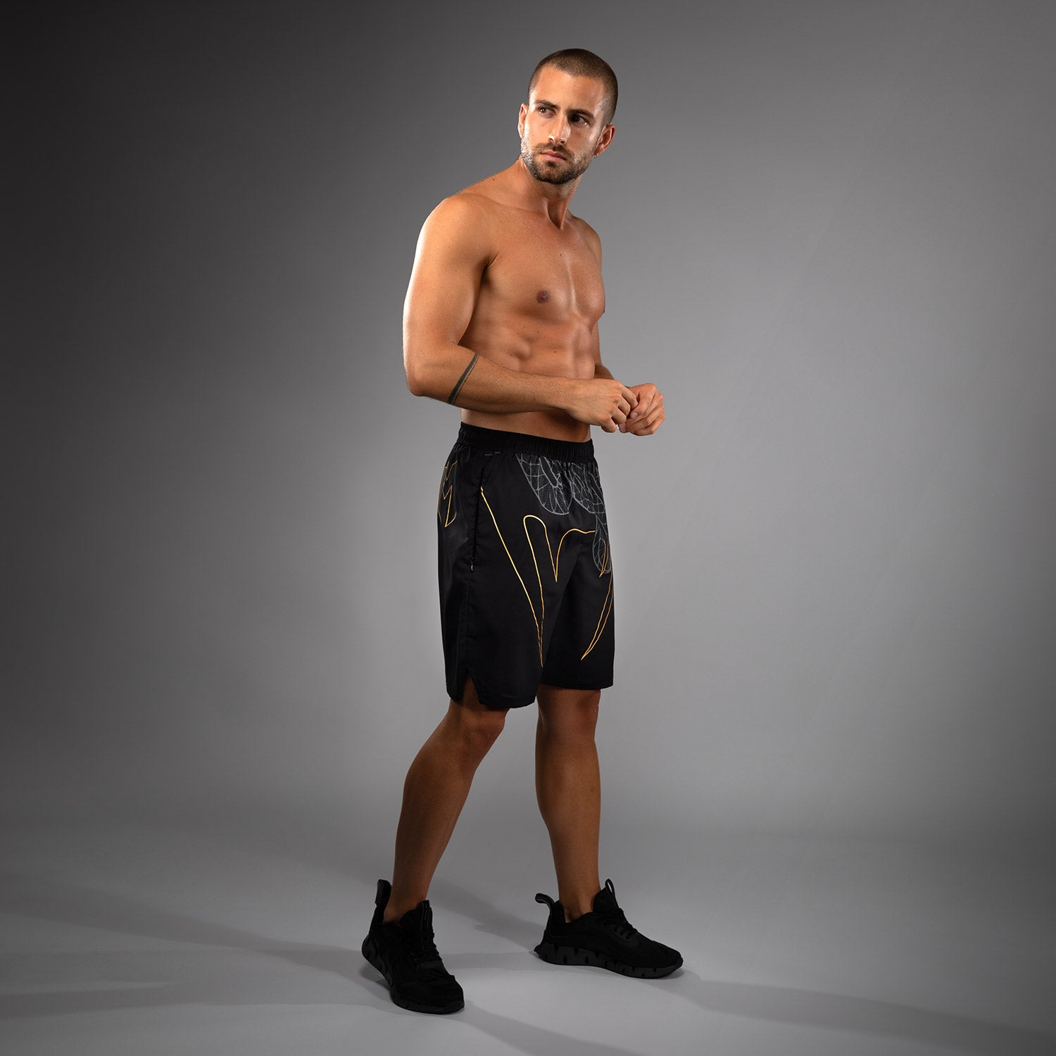venum-serpenti-trainingsshorts-herren-lang-geschnitten-schwarz-silber-gold image 2