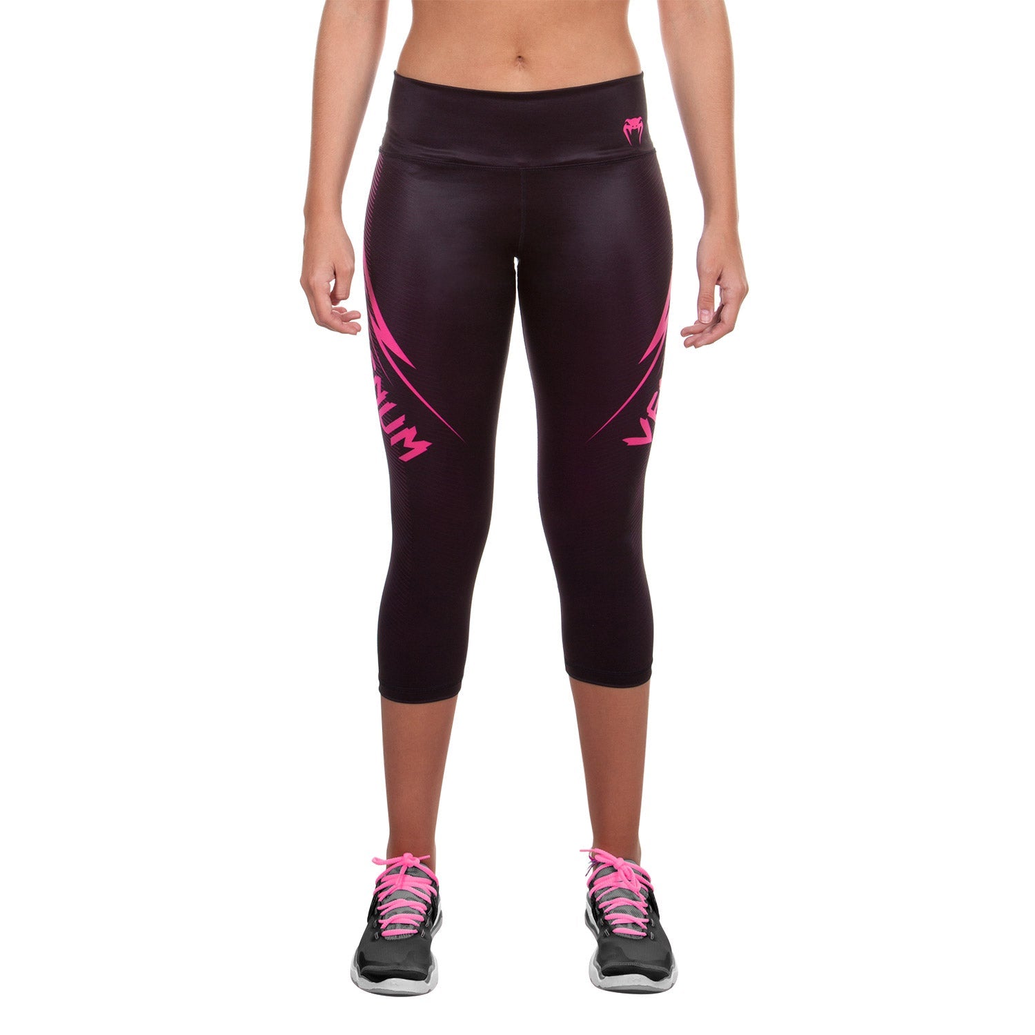venum-razor-leggings-damen-schwarz-rosa-lang image 2