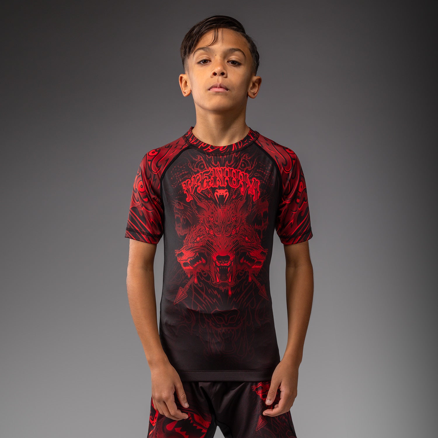 venum-wolf-atak-kinder-kurzarm-rashguard-schwarz-rot image 1
