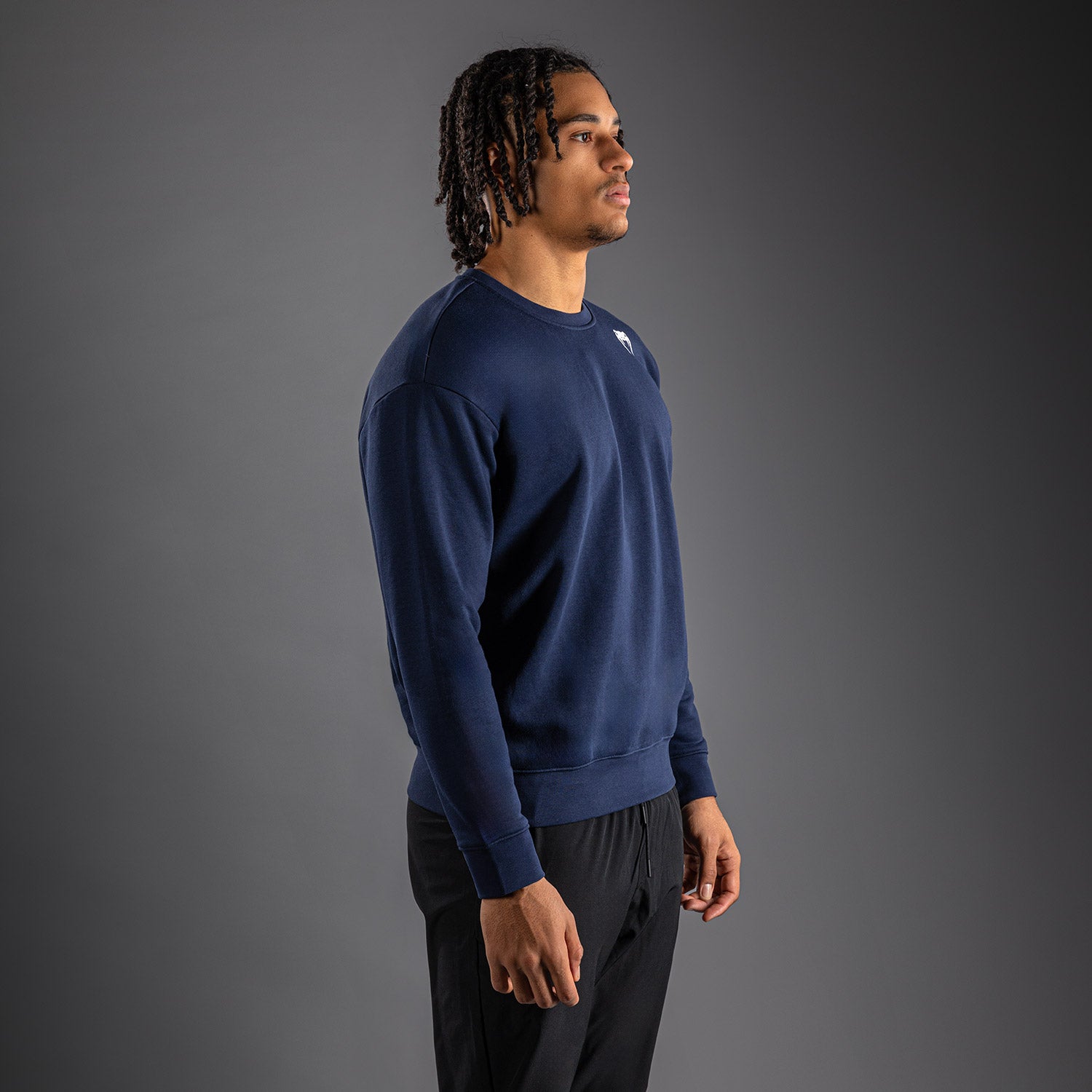 venum-lineup-fleece-crew-sweater-navy-blau-wei image 2