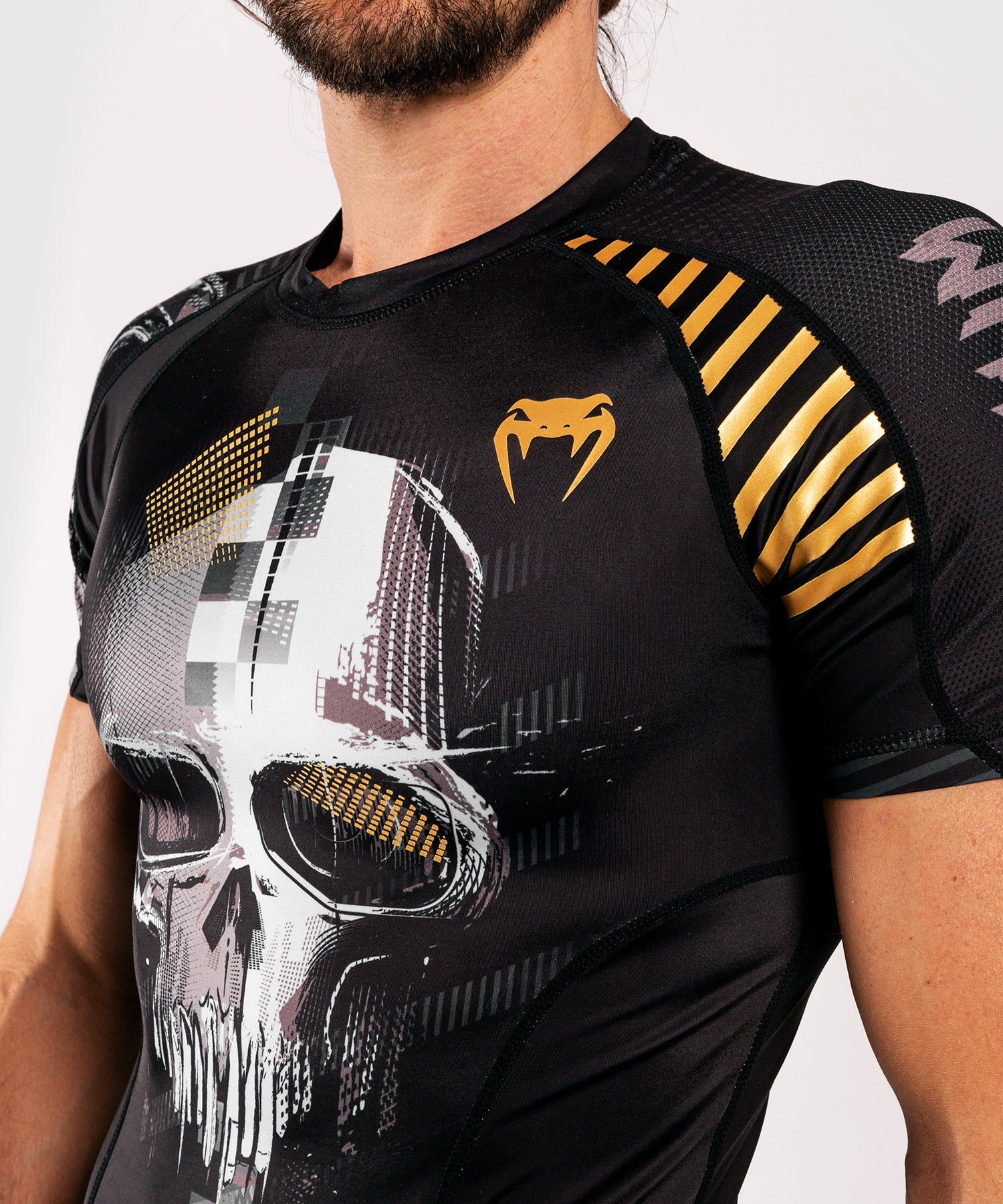 venum-skull-rashguard-kurze-rmel-kompressionsshirt-herren-schwarz image 7