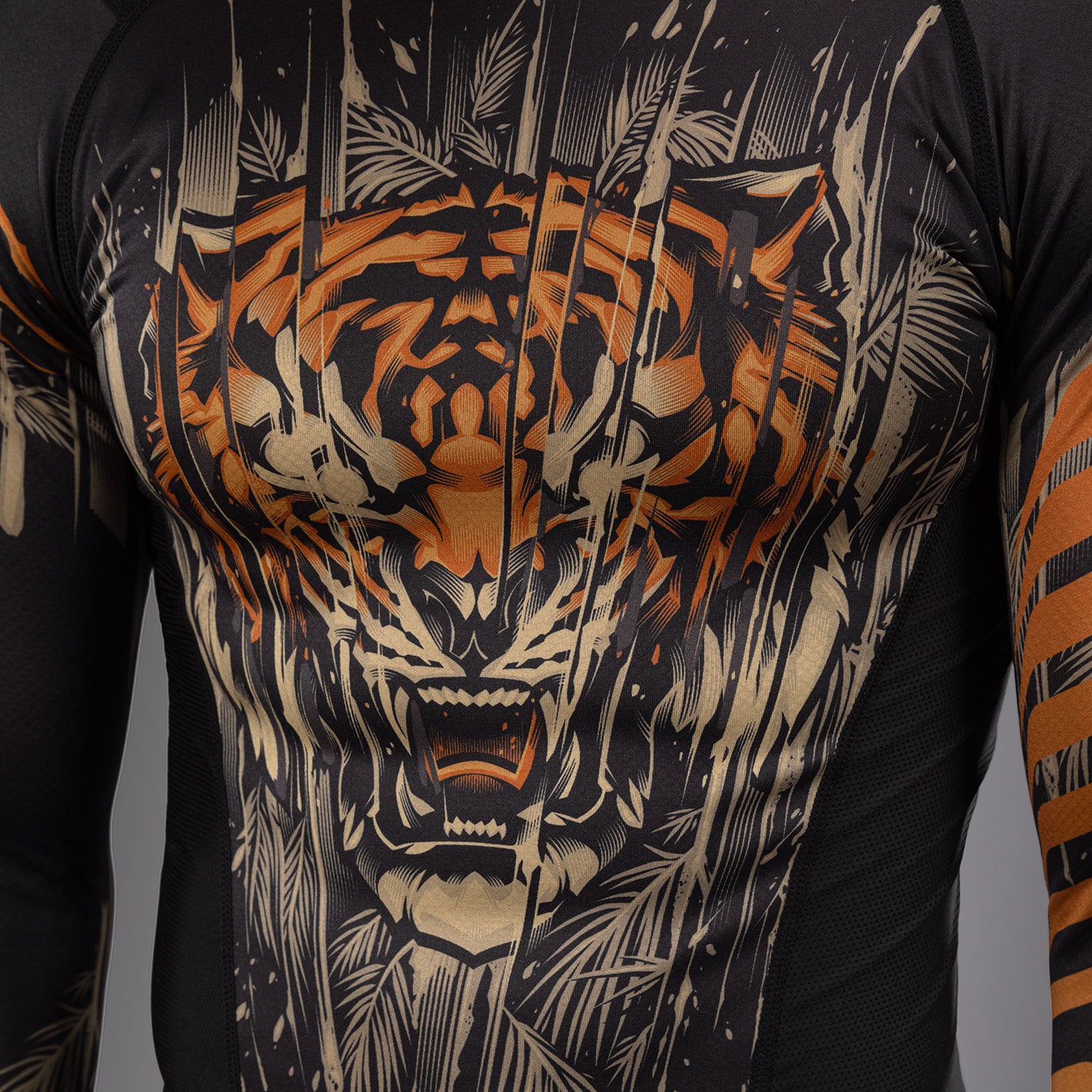 venum-tiger-herren-langarm-rashguard-schwarz-neonorange image 5