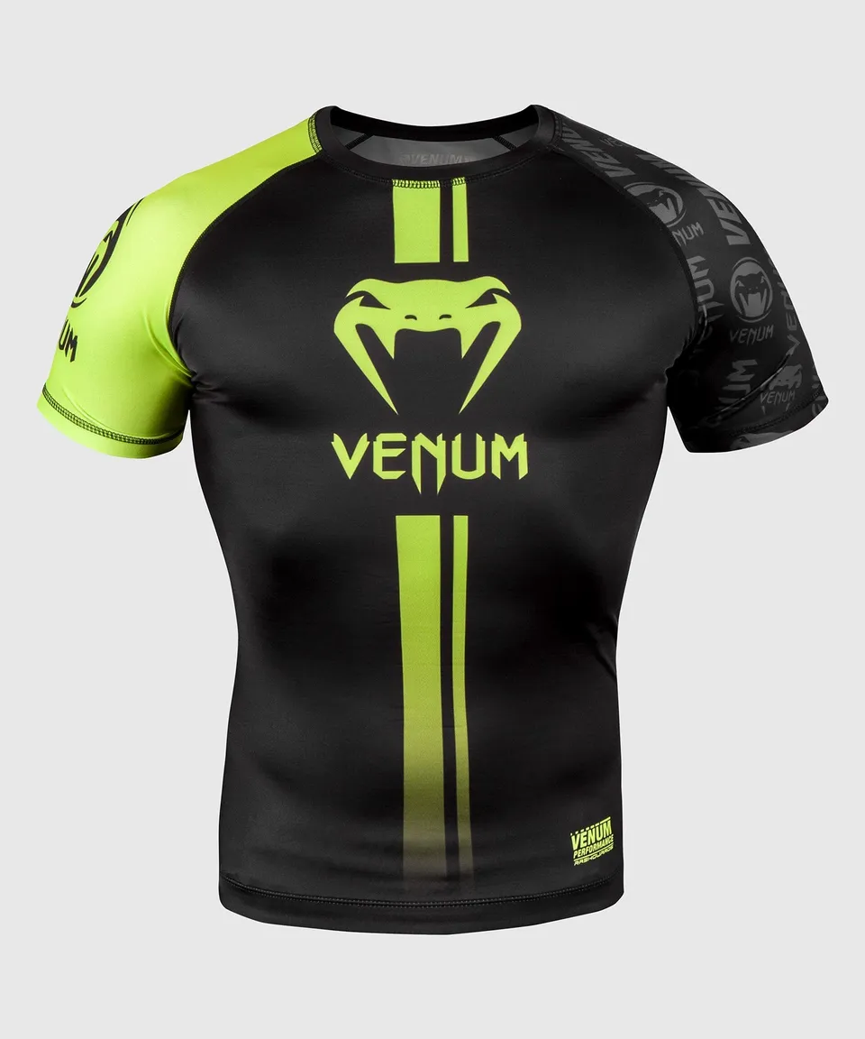 venum-logos-rashguard-kurzarm-schwarz-neongelb image 1