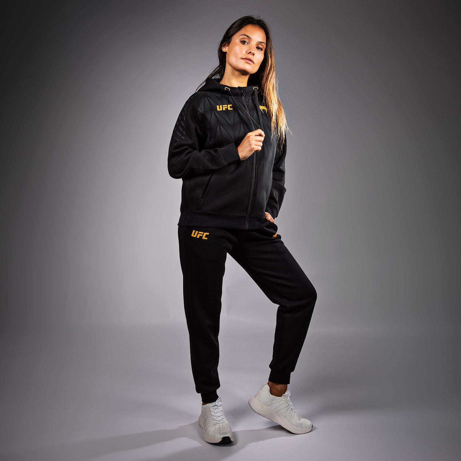 ufc-zenith-by-venum-replica-zip-hoodie-damen-champion-schwarz-gold image 7