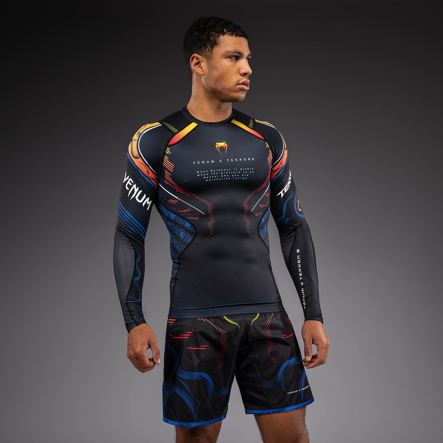 venum-x-tekken-8-yoshimitsu-langarm-rashguard-schwarz-orange image 1