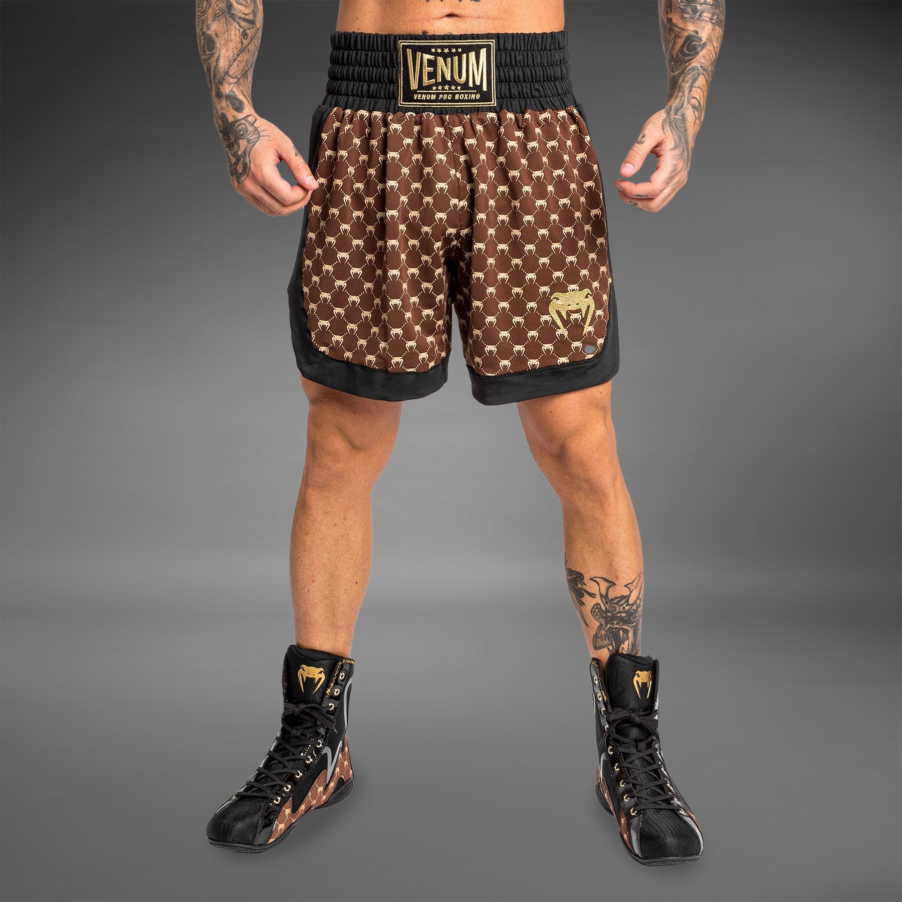 venum-monogram-boxershorts-schwarz-braun image 1