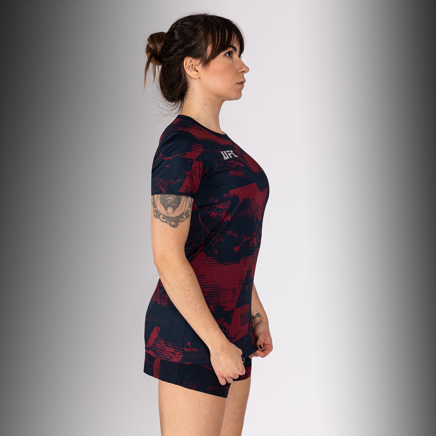 ufc-zenith-by-venum-authentic-fight-week-t-shirt-damen-marineblau-burgunderrot-s image 2