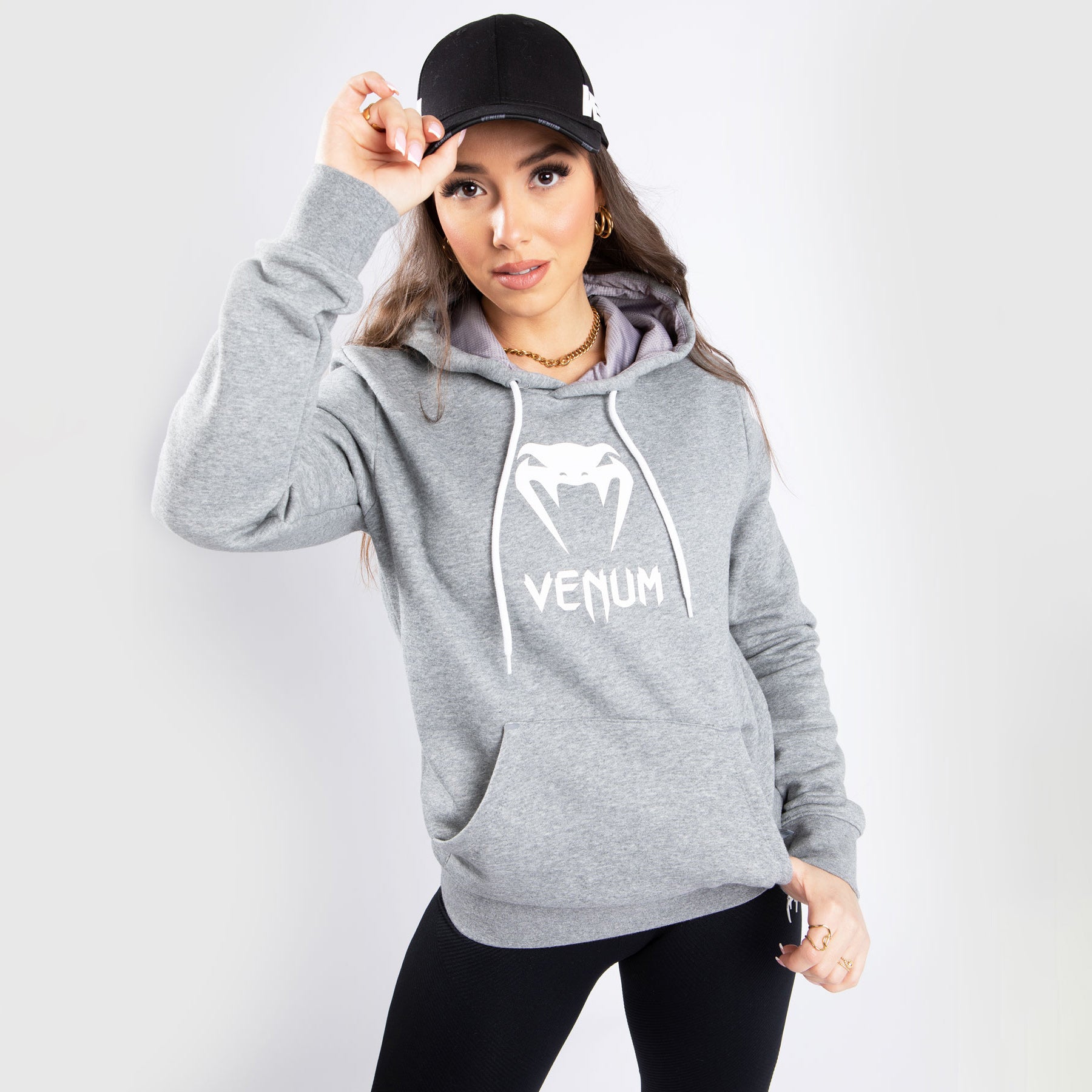venum-classic-hooded-sweatshirt-damen-hellgrau-meliert image 3