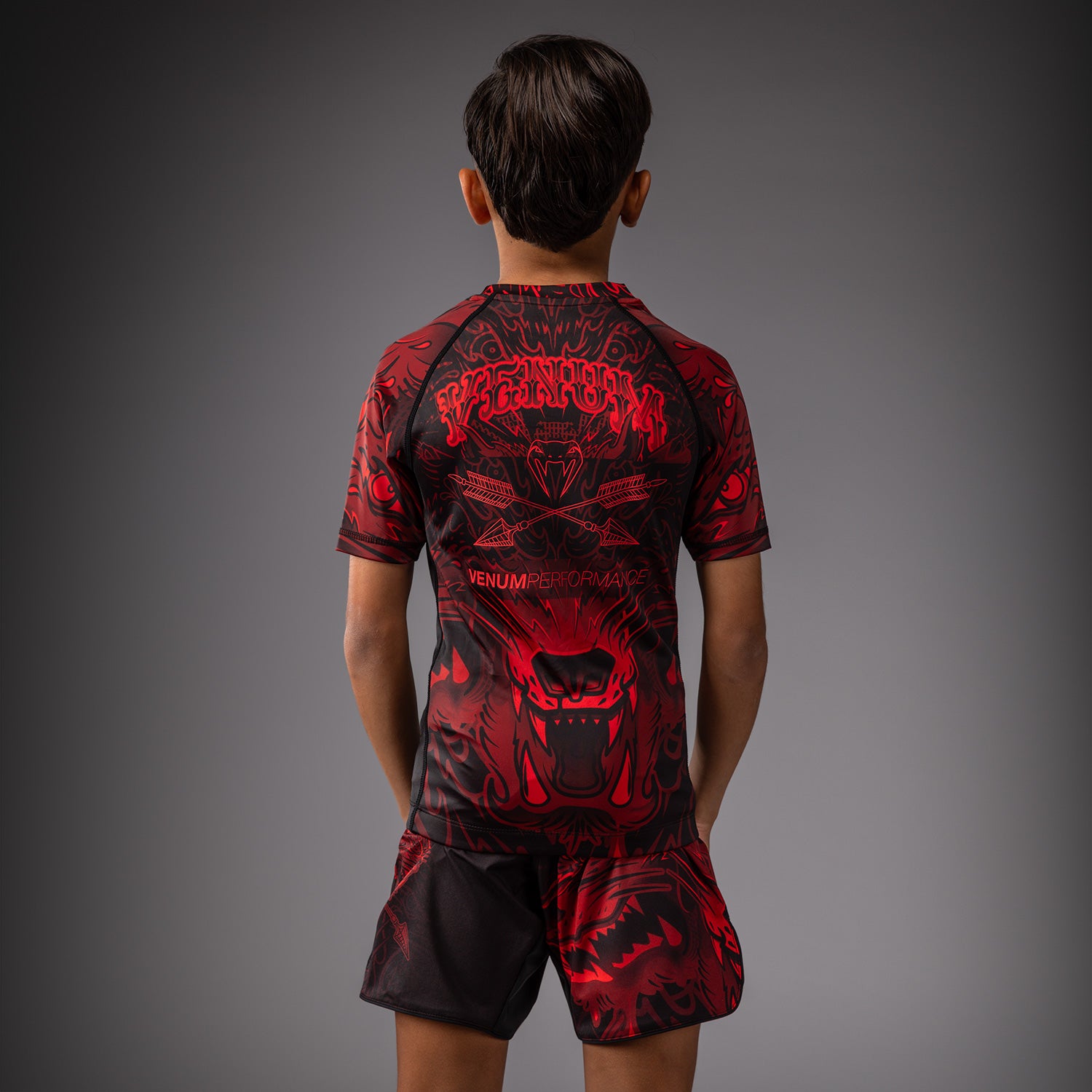 venum-wolf-atak-kinder-kurzarm-rashguard-schwarz-rot image 3