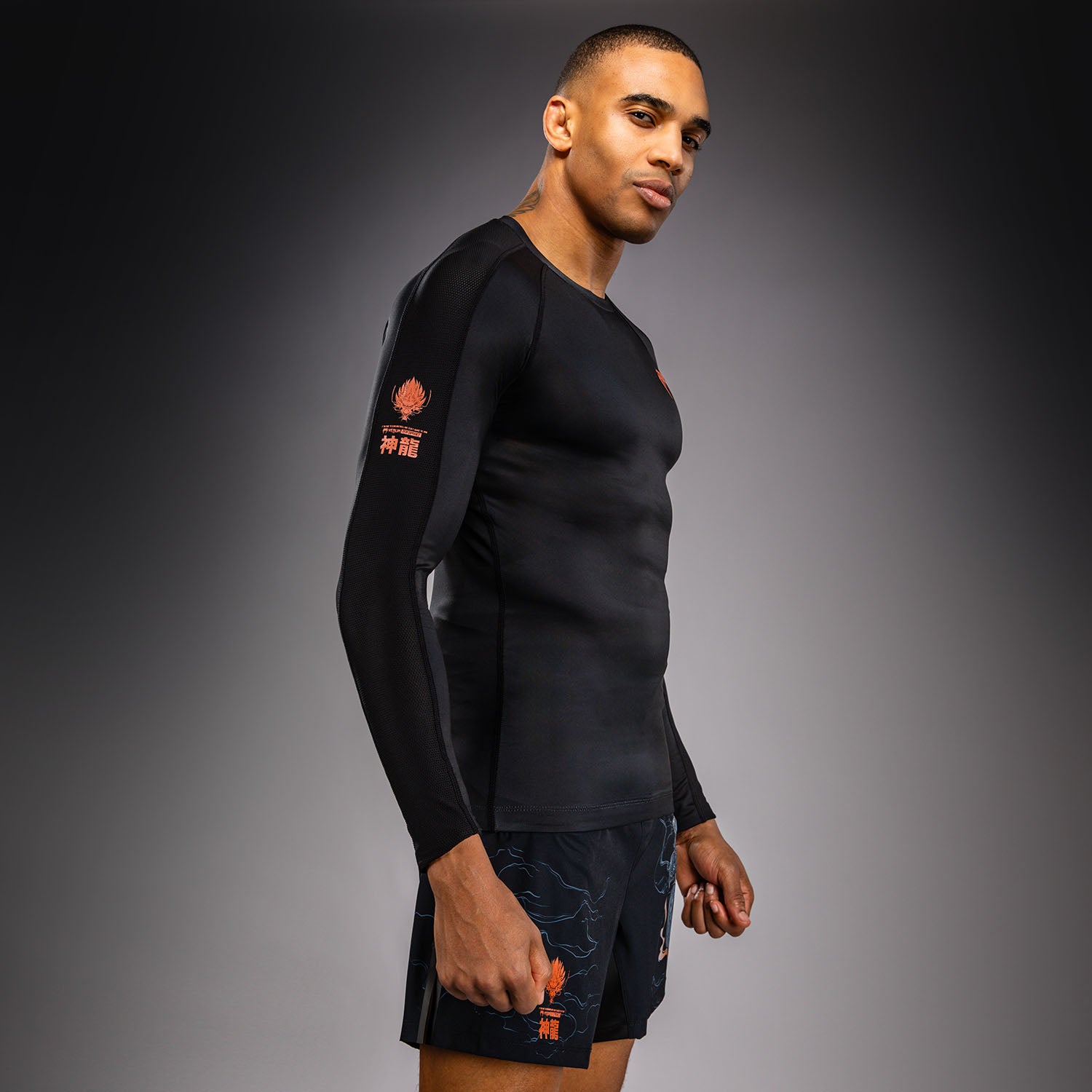 venum-thunder-dragon-rashguard-langarm-schwarz-grau-kupfer image 3